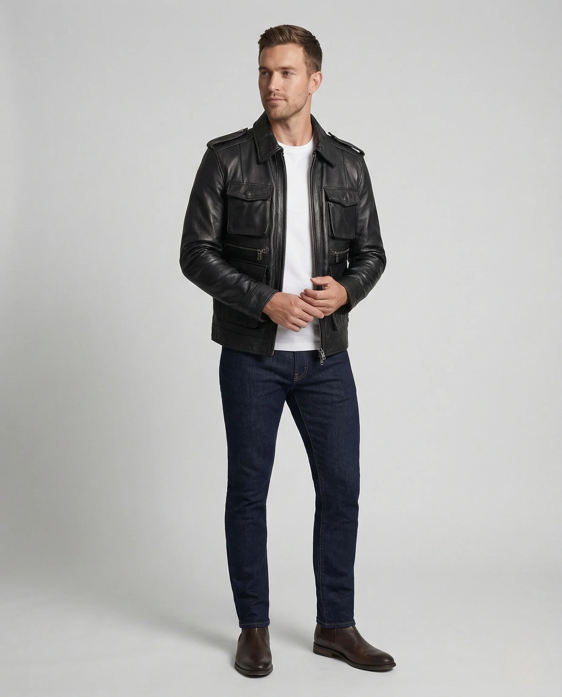 Herren Utility Lederjacke - Image 3