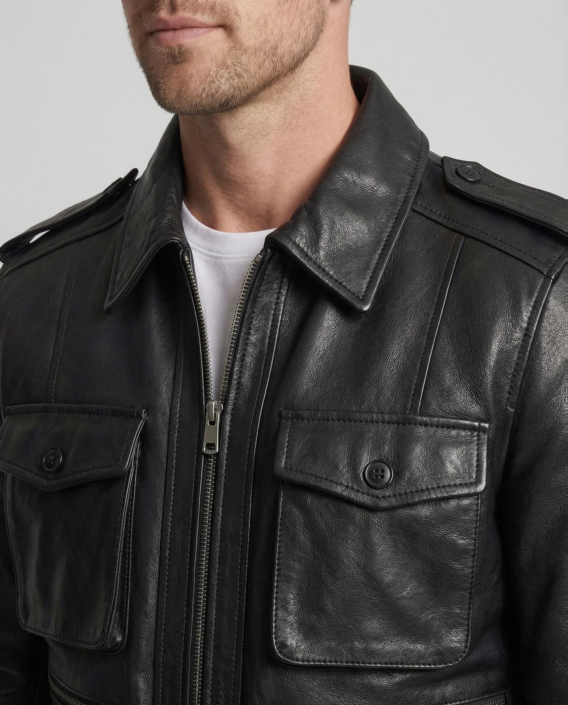 Herren Utility Lederjacke - Image 4