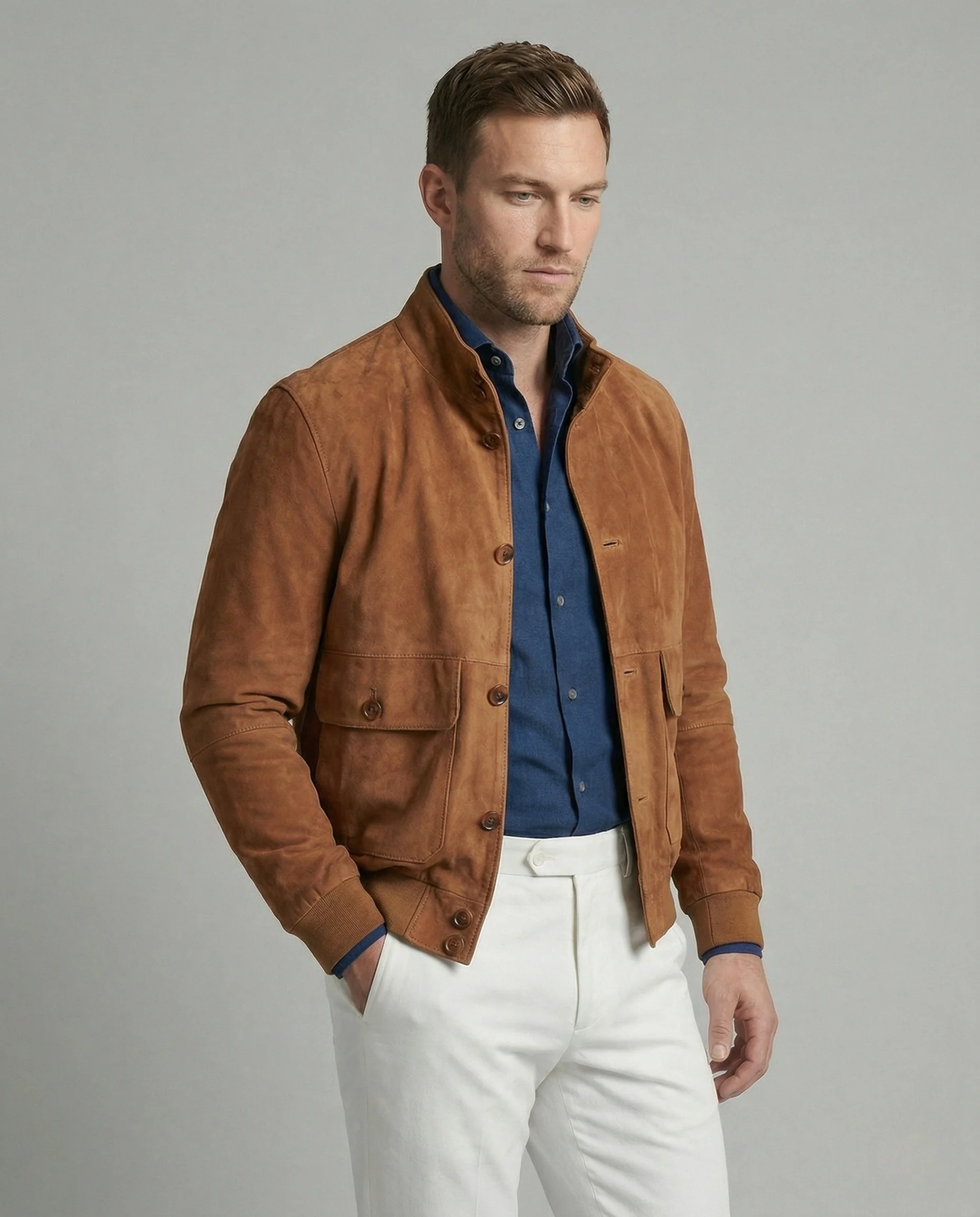 Freizeitkleidung Herren Velours Harrington - Image 2