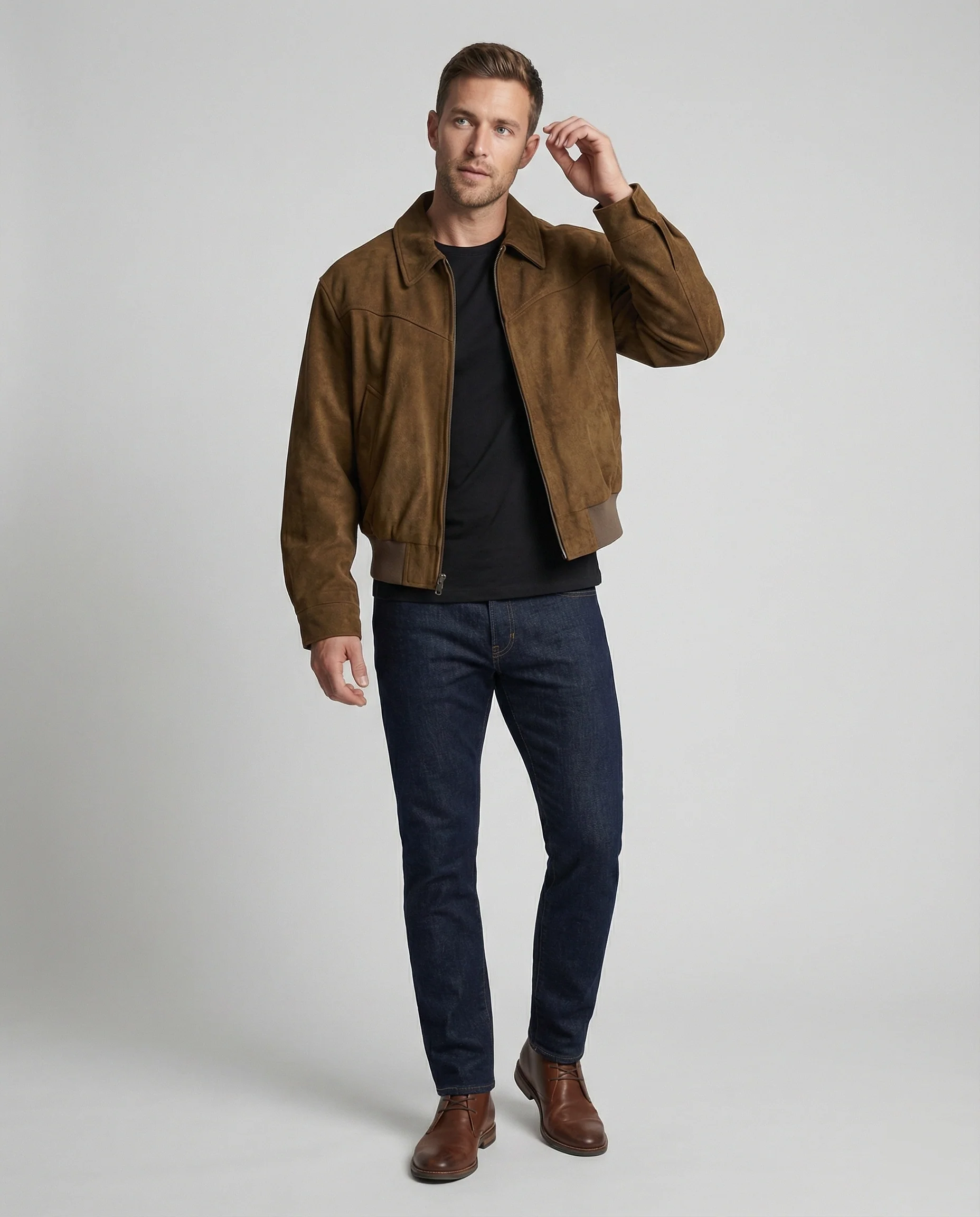 Herren Bomberjacke Veloursleder - Image 5