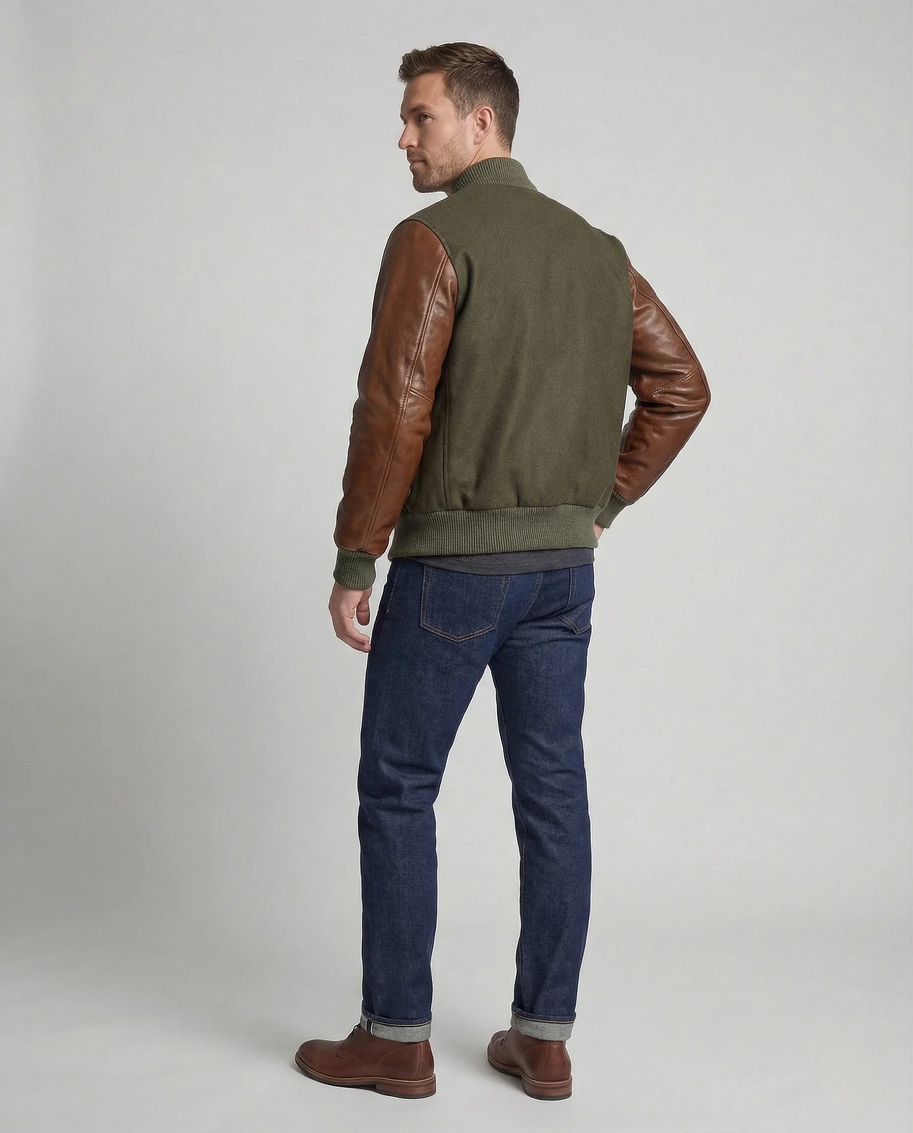 Herren College Blouson mit Lederärmeln - Image 3