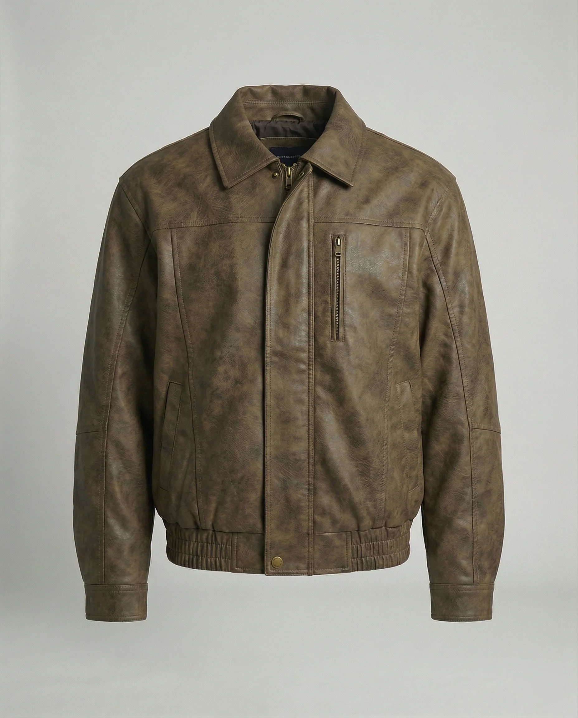 Herren vintage-inspirierter Pilotenblouson aus Lederimitat mit Ziernähten und elastischem Bund Heidi-Mode - Image 5
