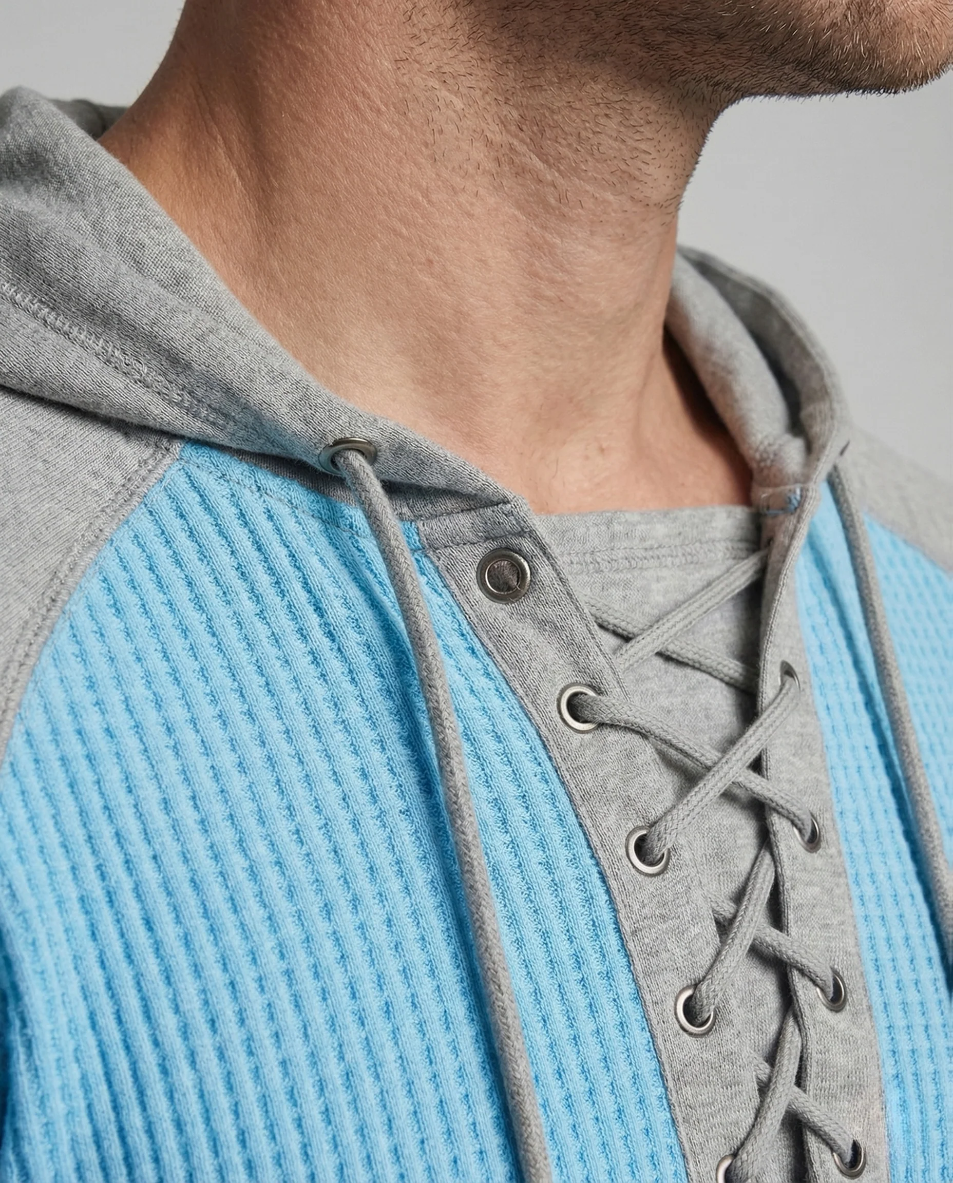Herren Waffelstrick Hoodie Kapuze Reißverschluss Tasche - Image 3