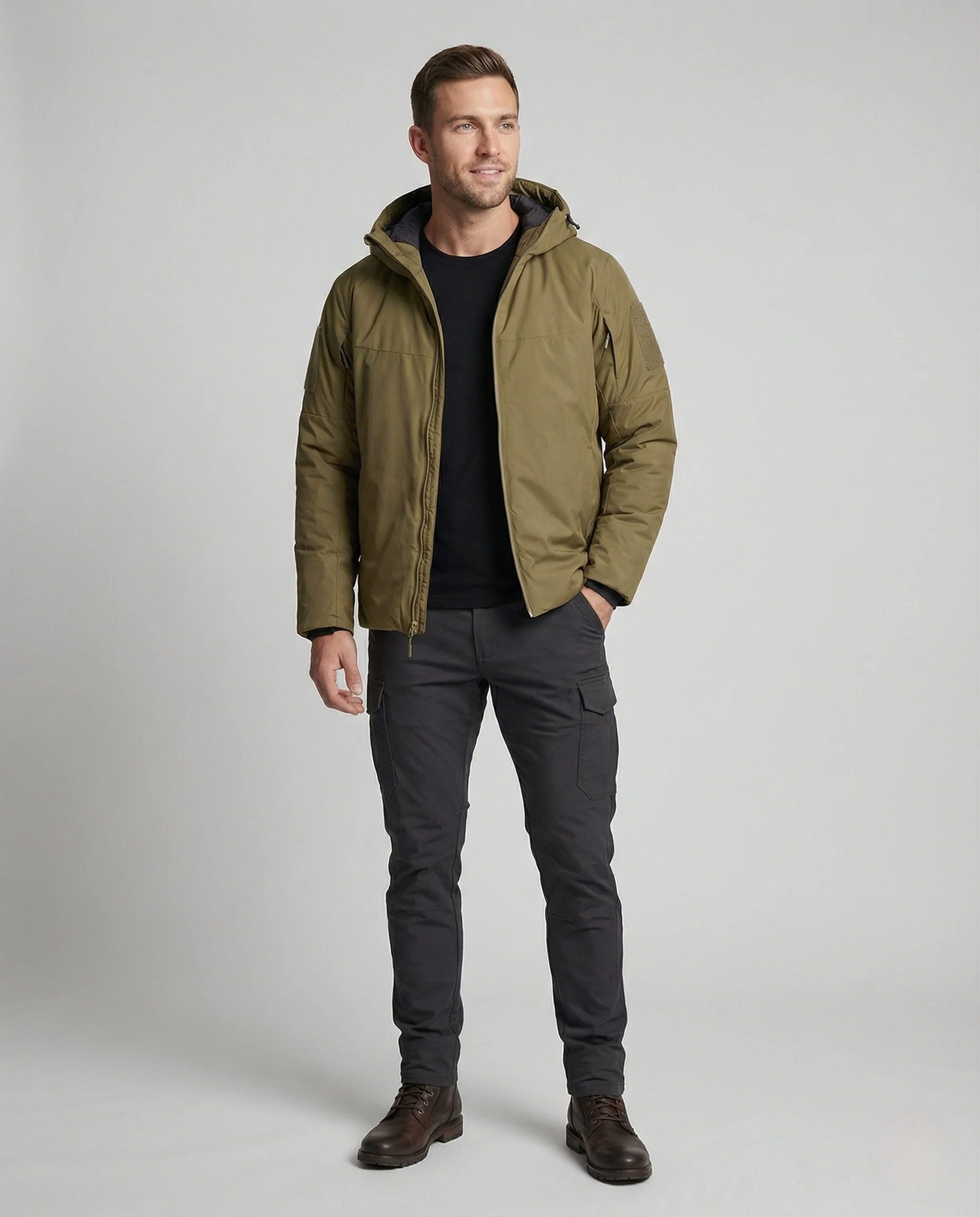 Herren Wattierte Outdoorjacke mit Kapuze - Image 2