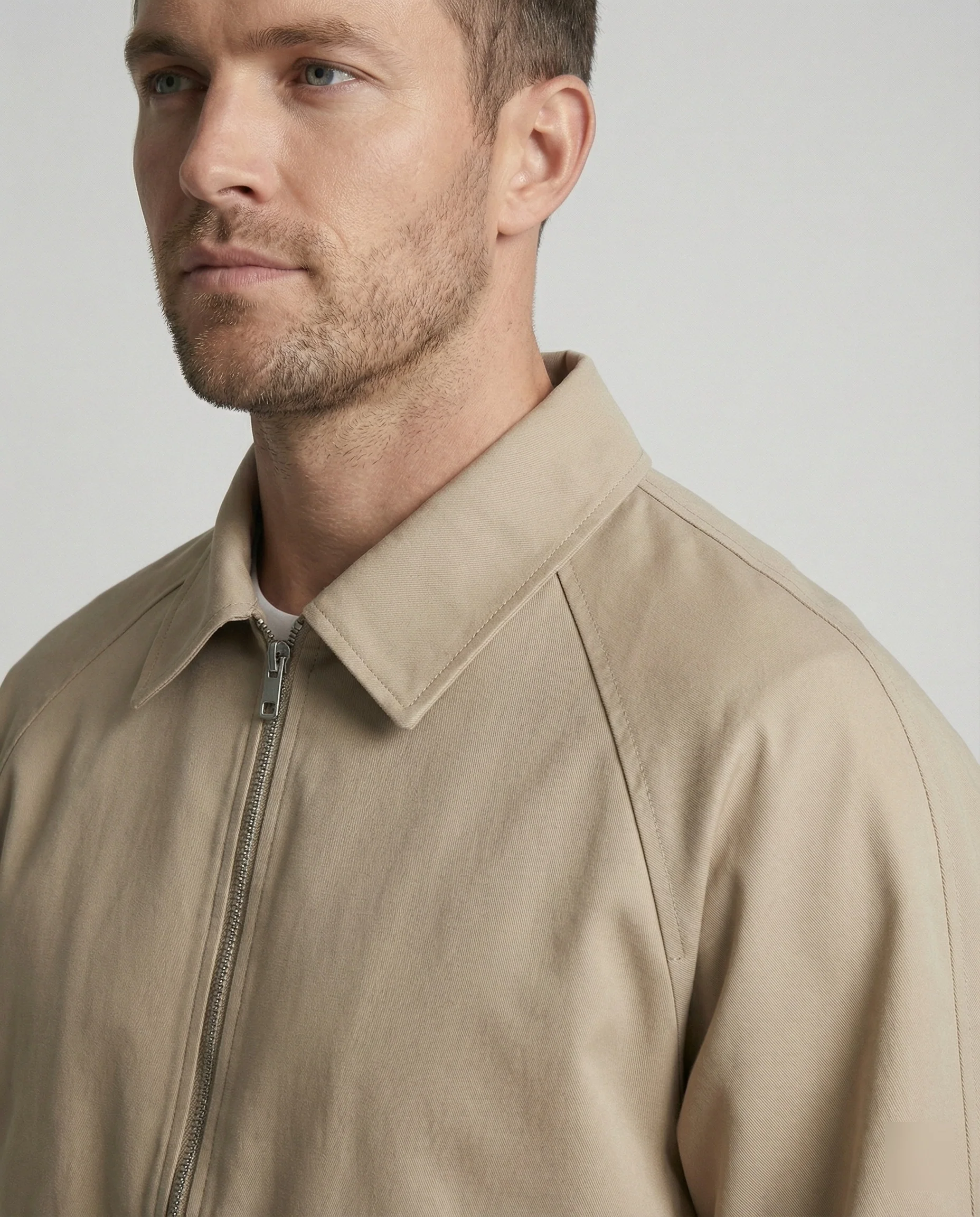 Herren weit geschnittene Harrington-Jacke mit Reißverschluss und Hemdkragen Heidi-Mode - Image 3