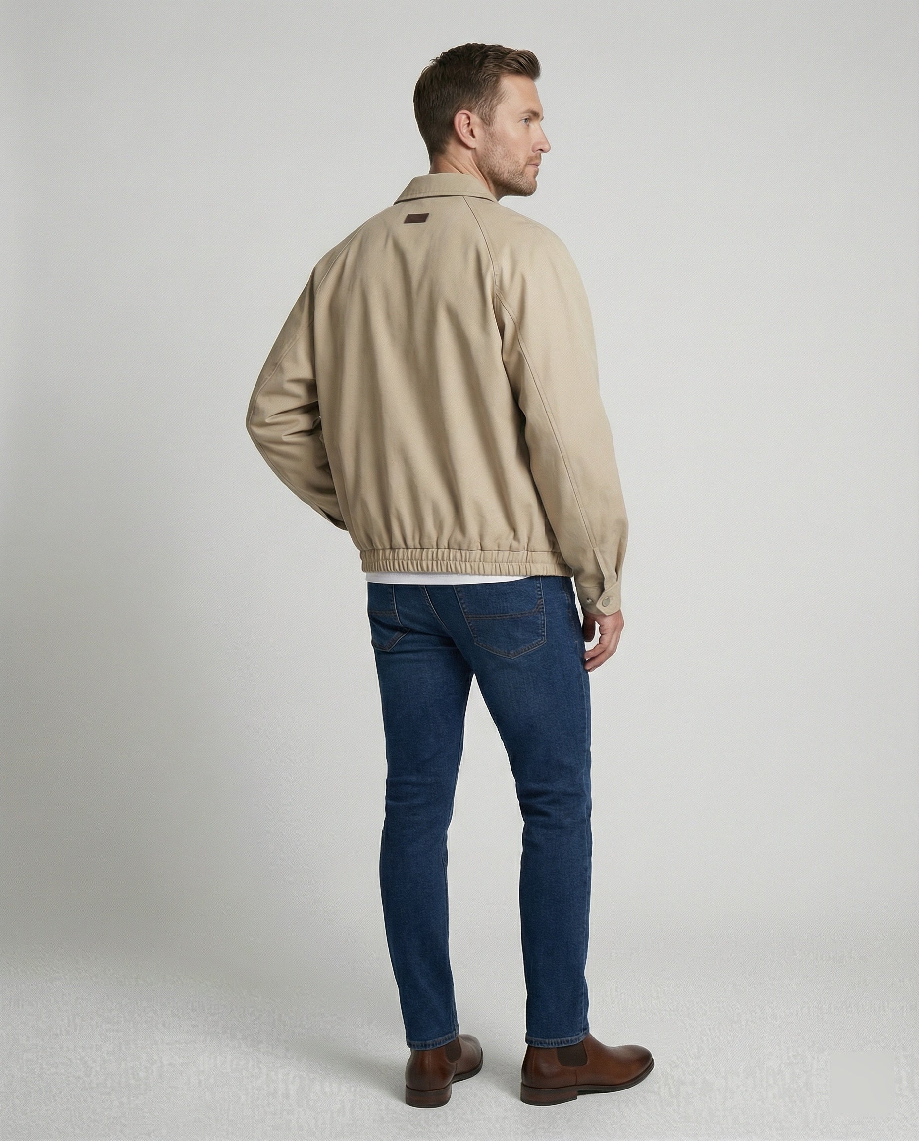 Herren weit geschnittene Harrington-Jacke mit Reißverschluss und Hemdkragen Heidi-Mode - Image 4