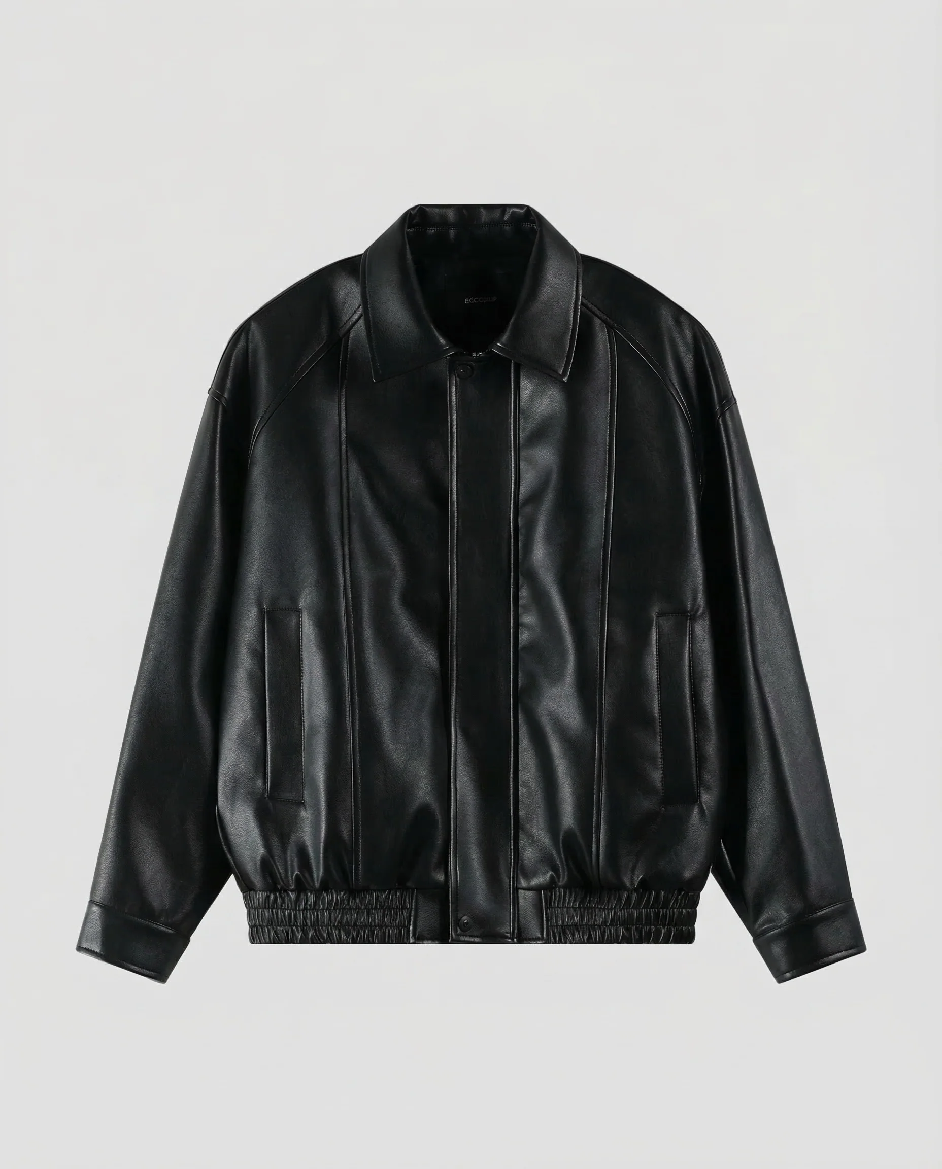 Herren Kunstleder Bomberjacke Weit - Image 5
