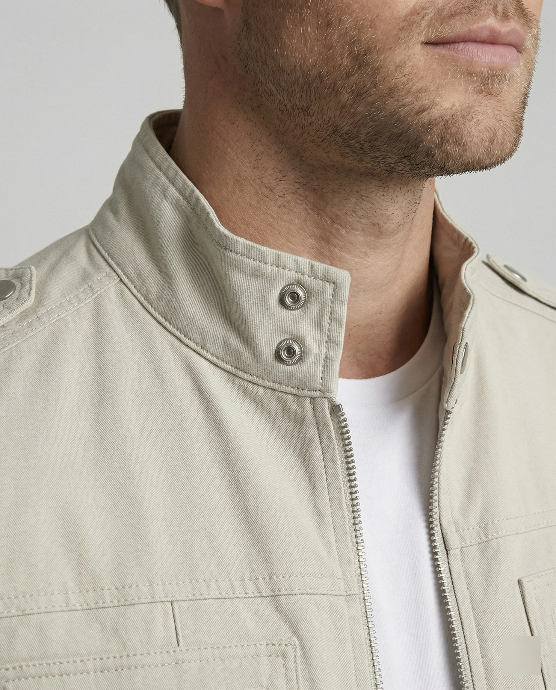 Herren weit geschnittene Kunstlederjacke mit Stehkragen und Brustreißverschlüssen Heidi-Mode - Image 3
