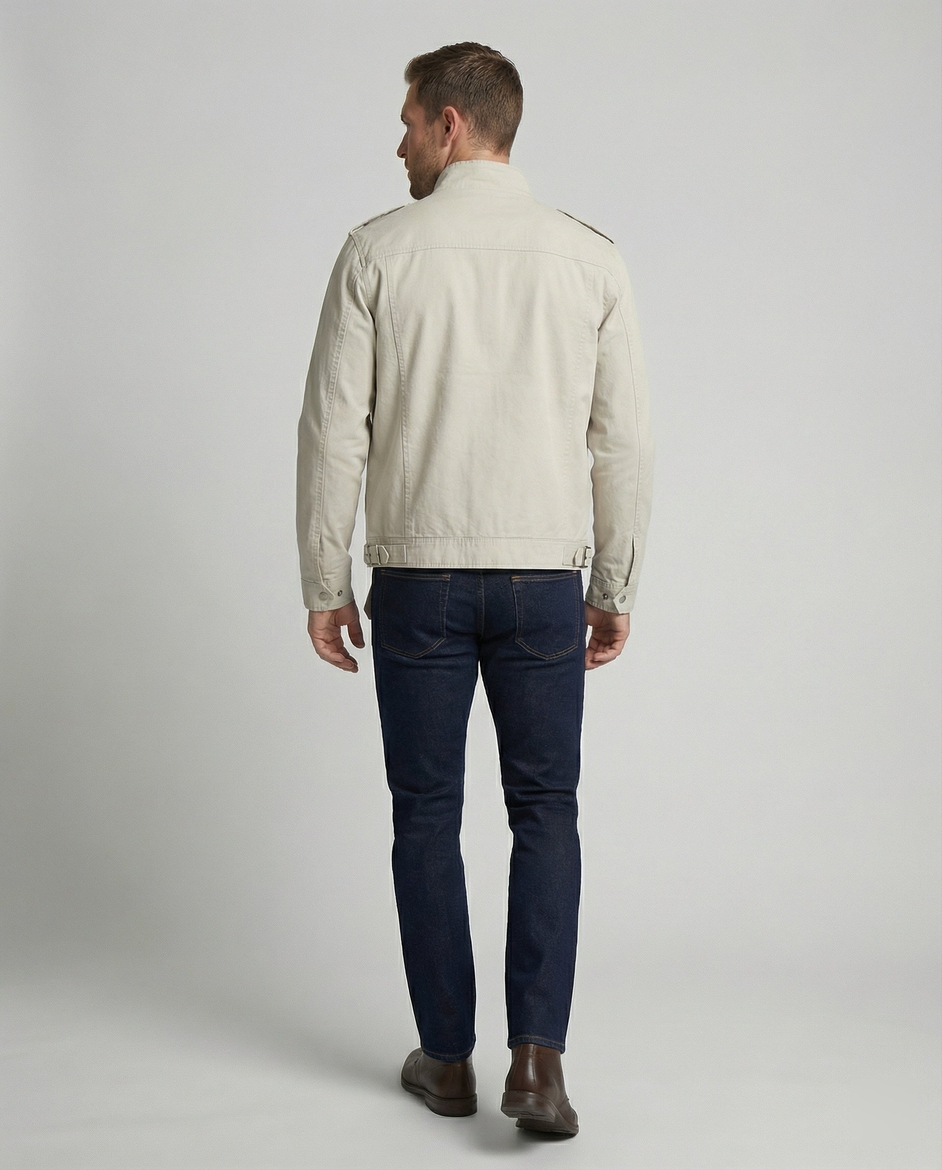 Herren weit geschnittene Kunstlederjacke mit Stehkragen und Brustreißverschlüssen Heidi-Mode - Image 4