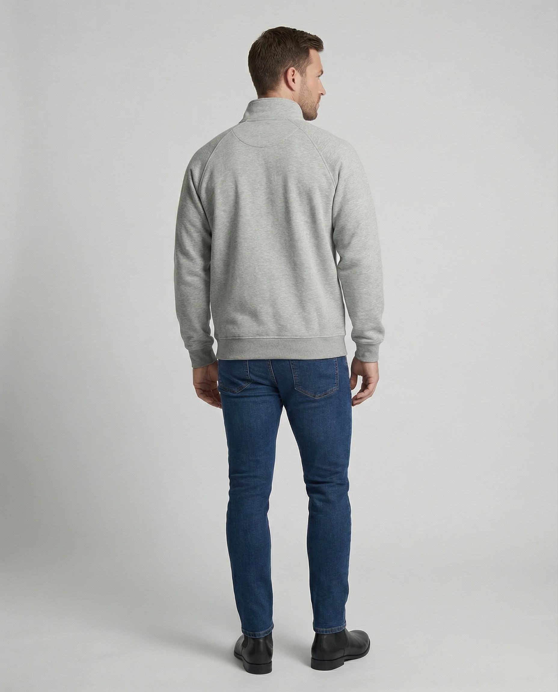 Herren weit geschnittene Sweatjacke mit Stehkragen und durchgehendem Reißverschluss Heidi-Mode - Image 4