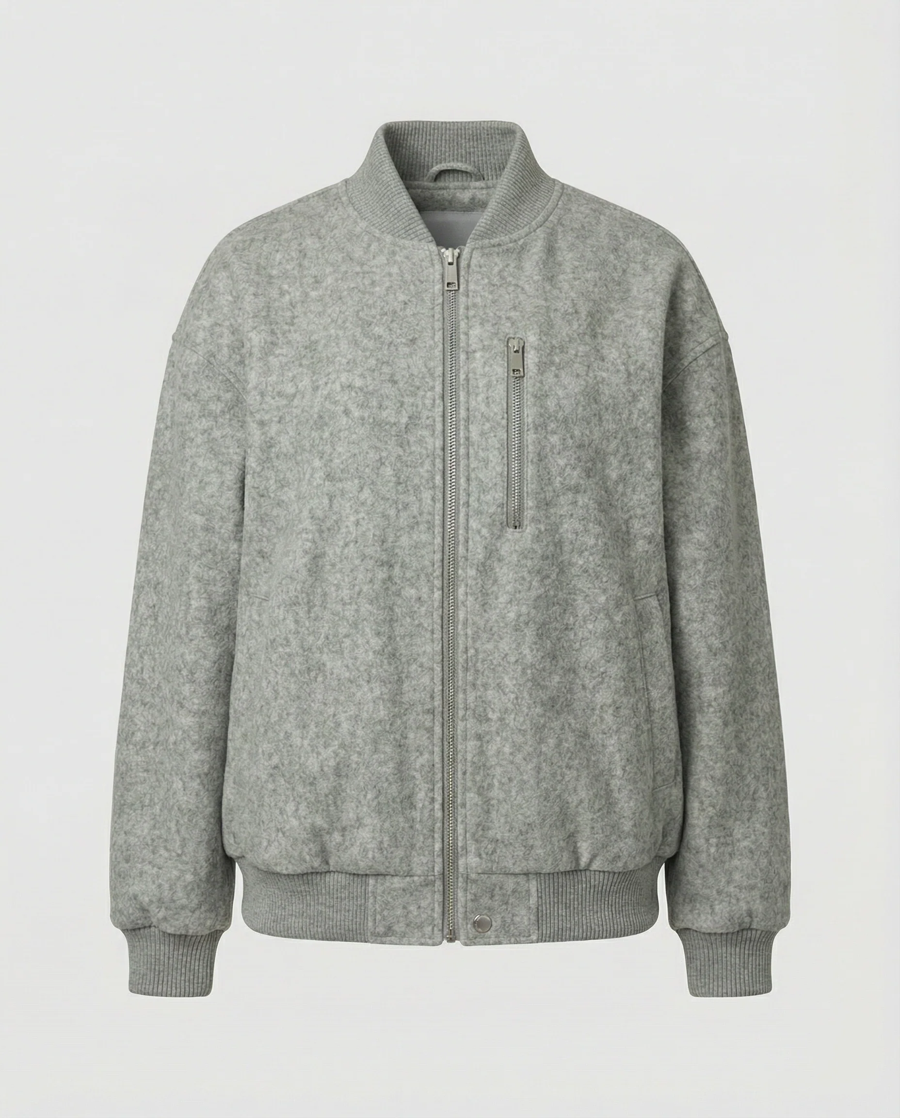Weit geschnittene Wollmix-Übergangsjacke mit Stehkragen und vertikalen Reißverschlusstaschen Heidi-Mode - Image 4