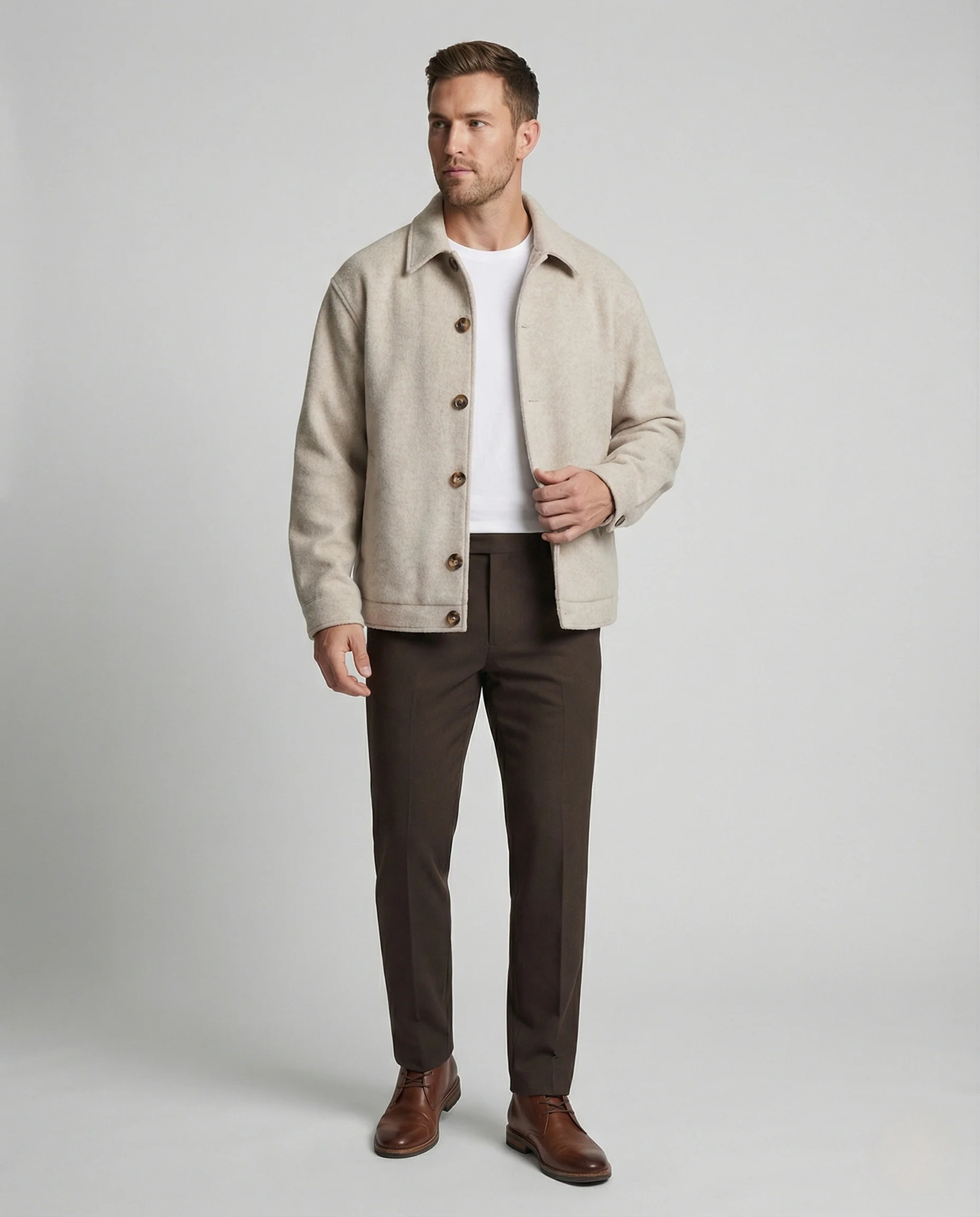 Wollmixjacke Weit Mit Hemdkragen Herren - Image 2