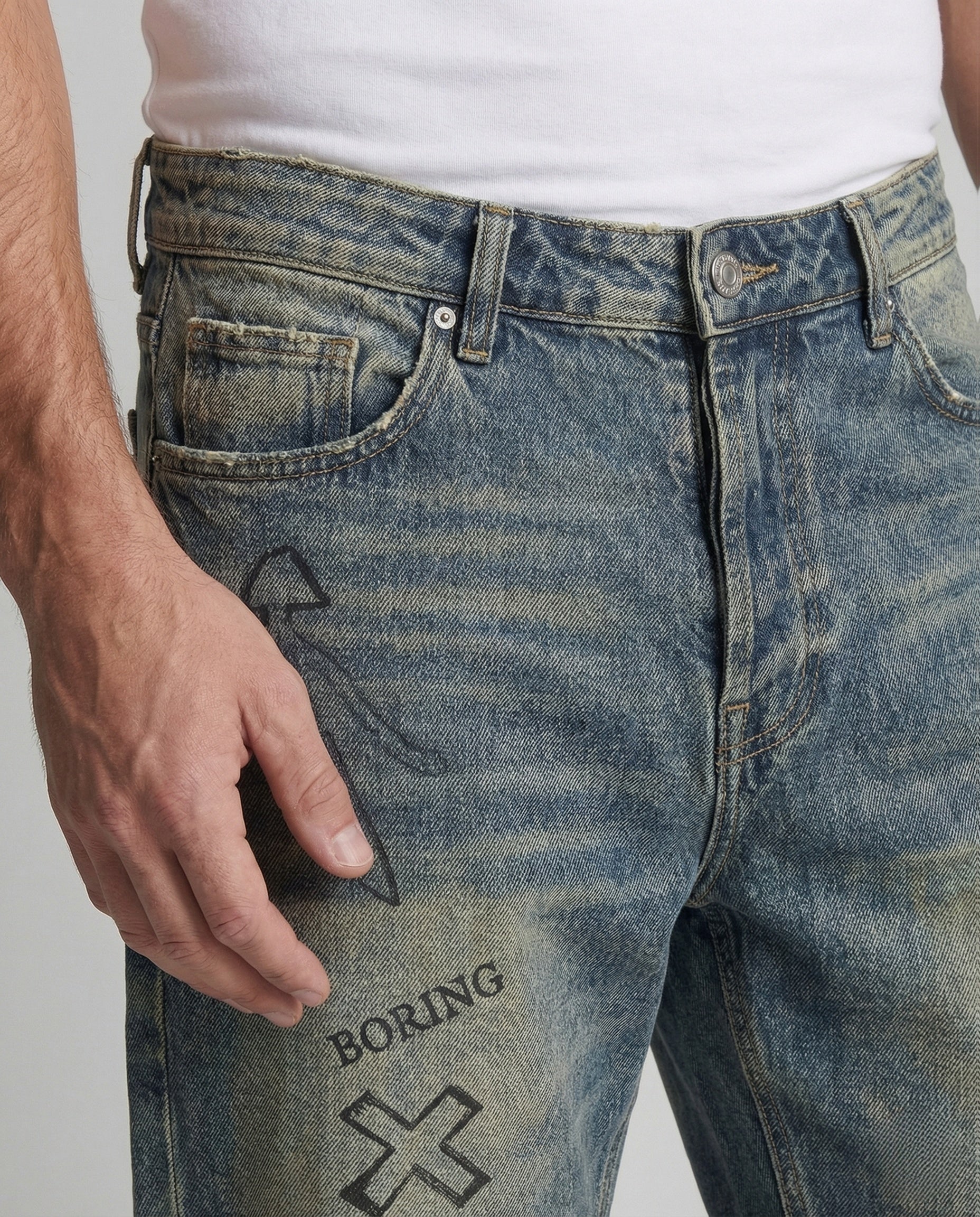 Herren Weite Cargo Jeans mit Tiefem Schritt und Mehrfachtaschen - Image 3