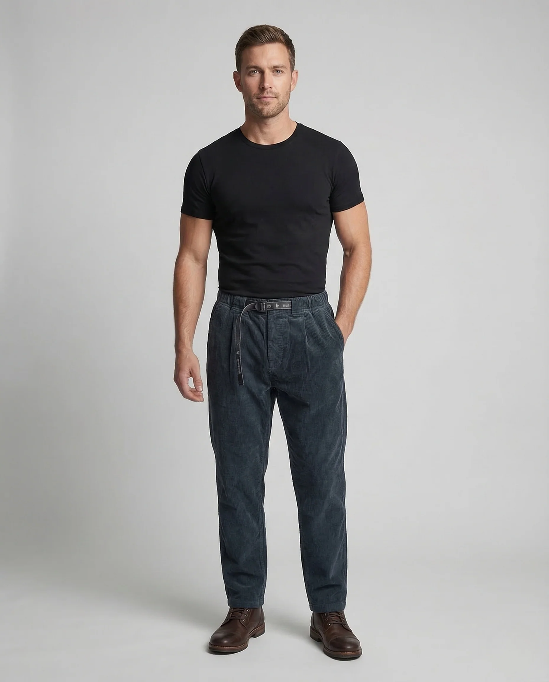 Herren Cordhose Weit Gürtel