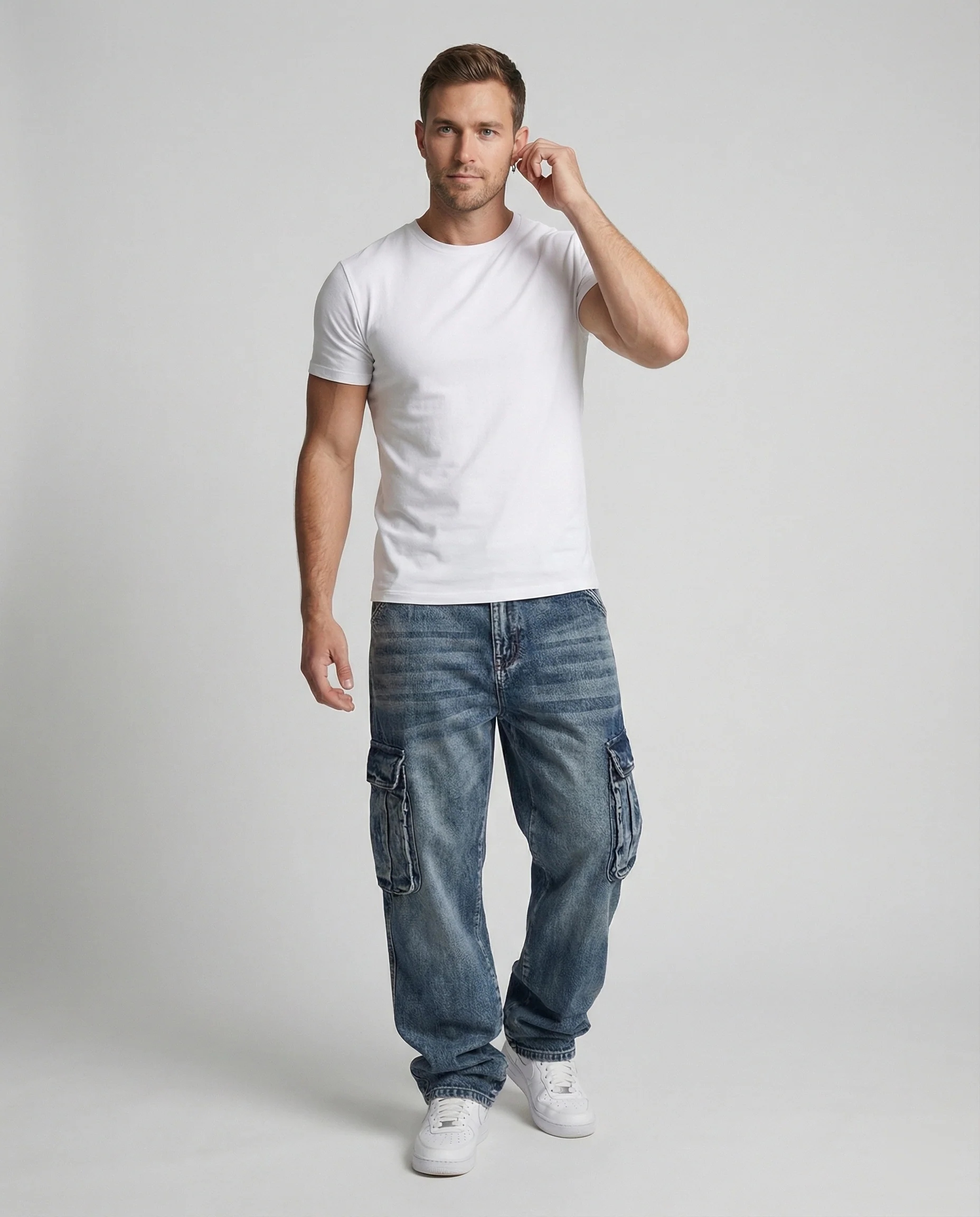 Herren Cargo Jeans weit mit Taschen - Image 4
