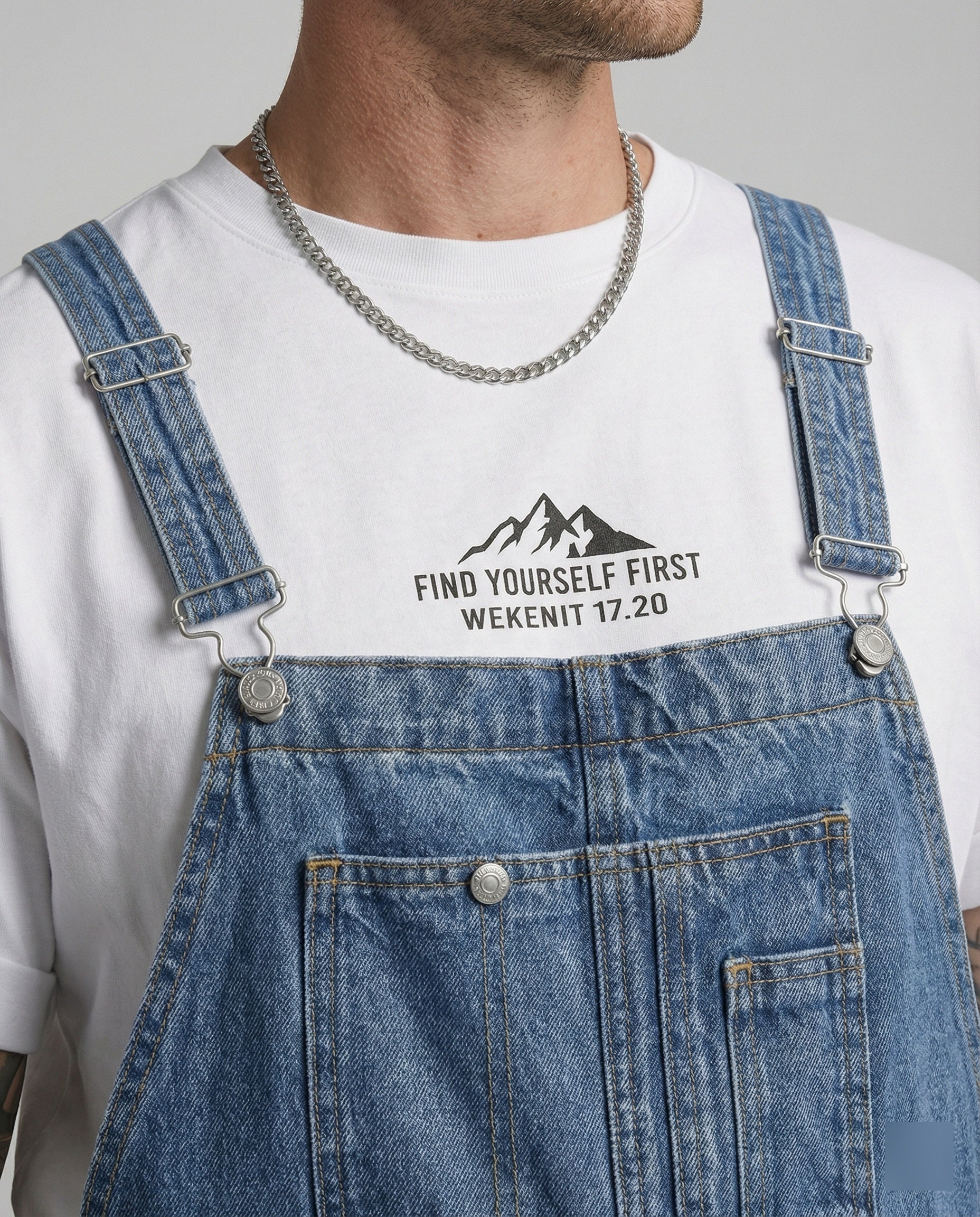 Freizeitkleidung Herren Jeans Latzhose Weit - Image 3
