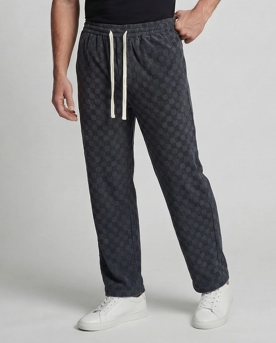 Herren Jacquardhose Karo Kordelzug - Image 2