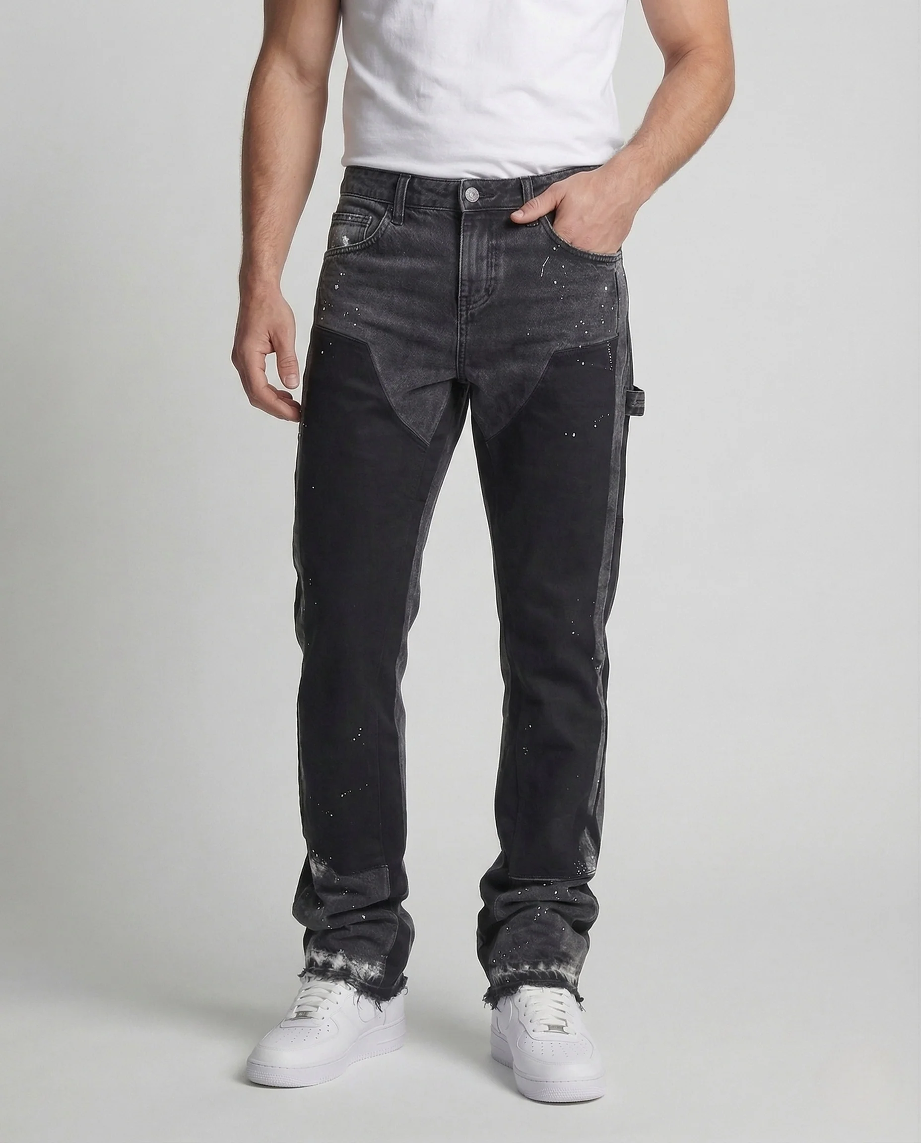 Herren Utility Jeans Weit Cargotasche - Image 2