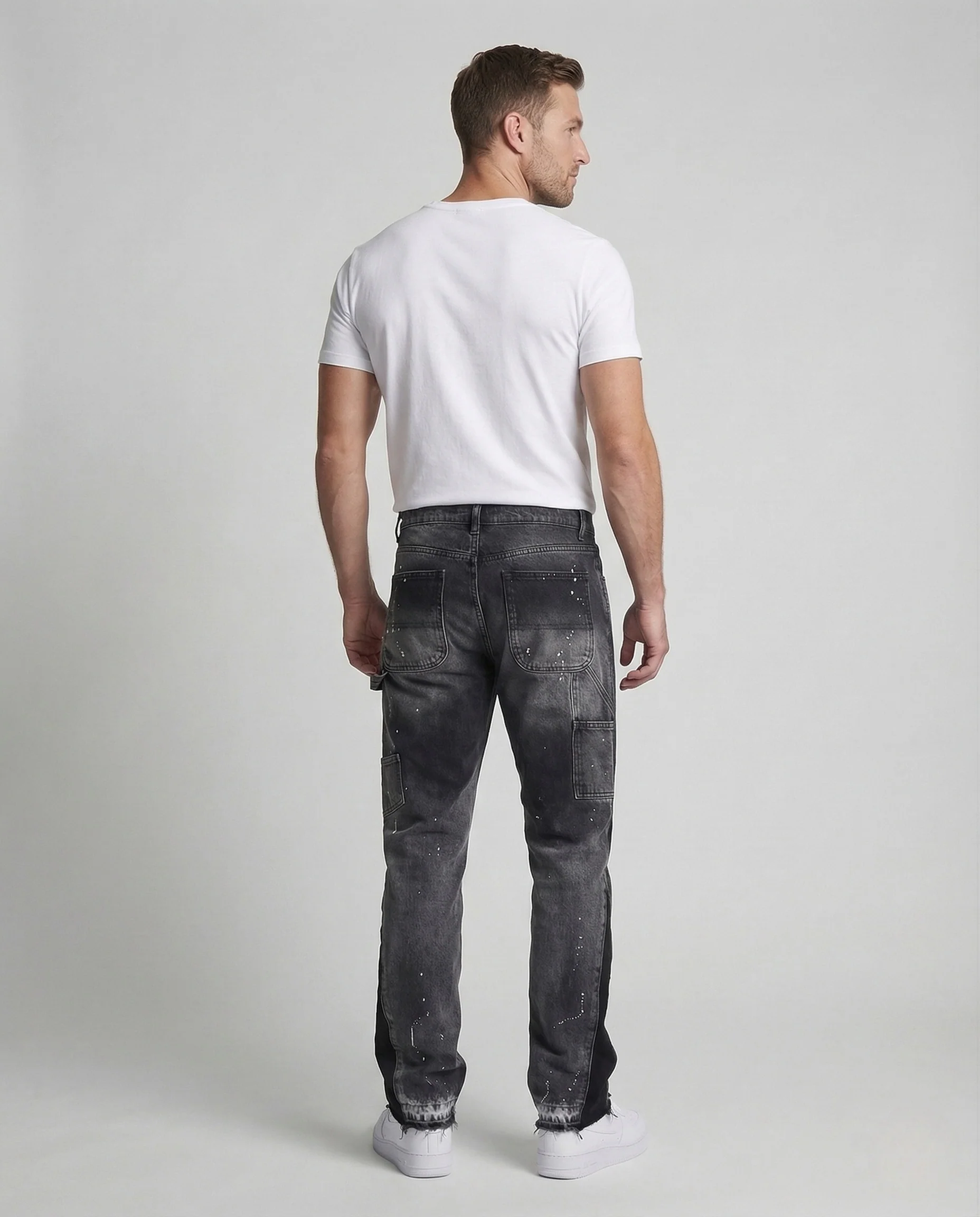 Herren Utility Jeans Weit Cargotasche - Image 4