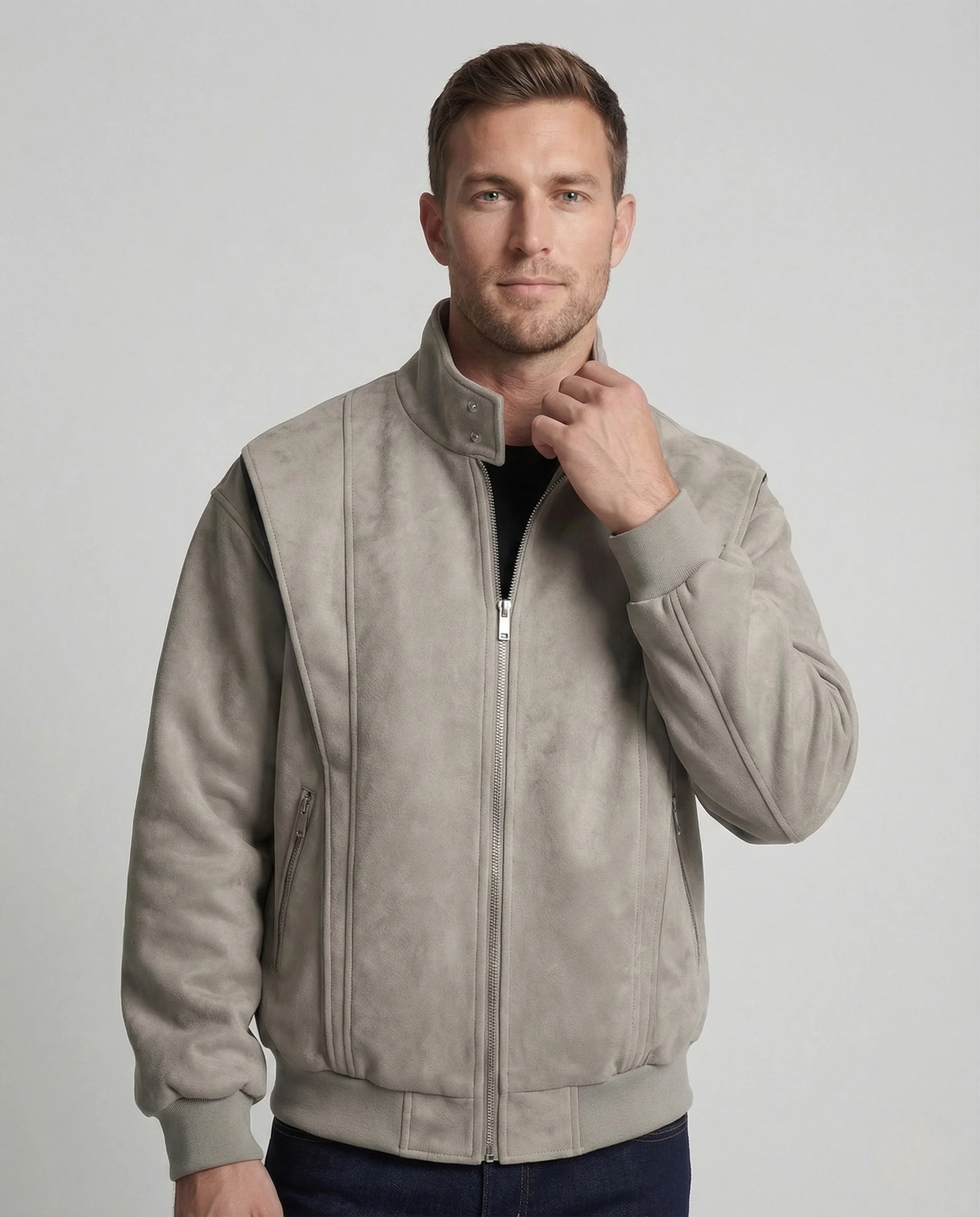 Herren Velours Bomberjacke Weit - Image 2