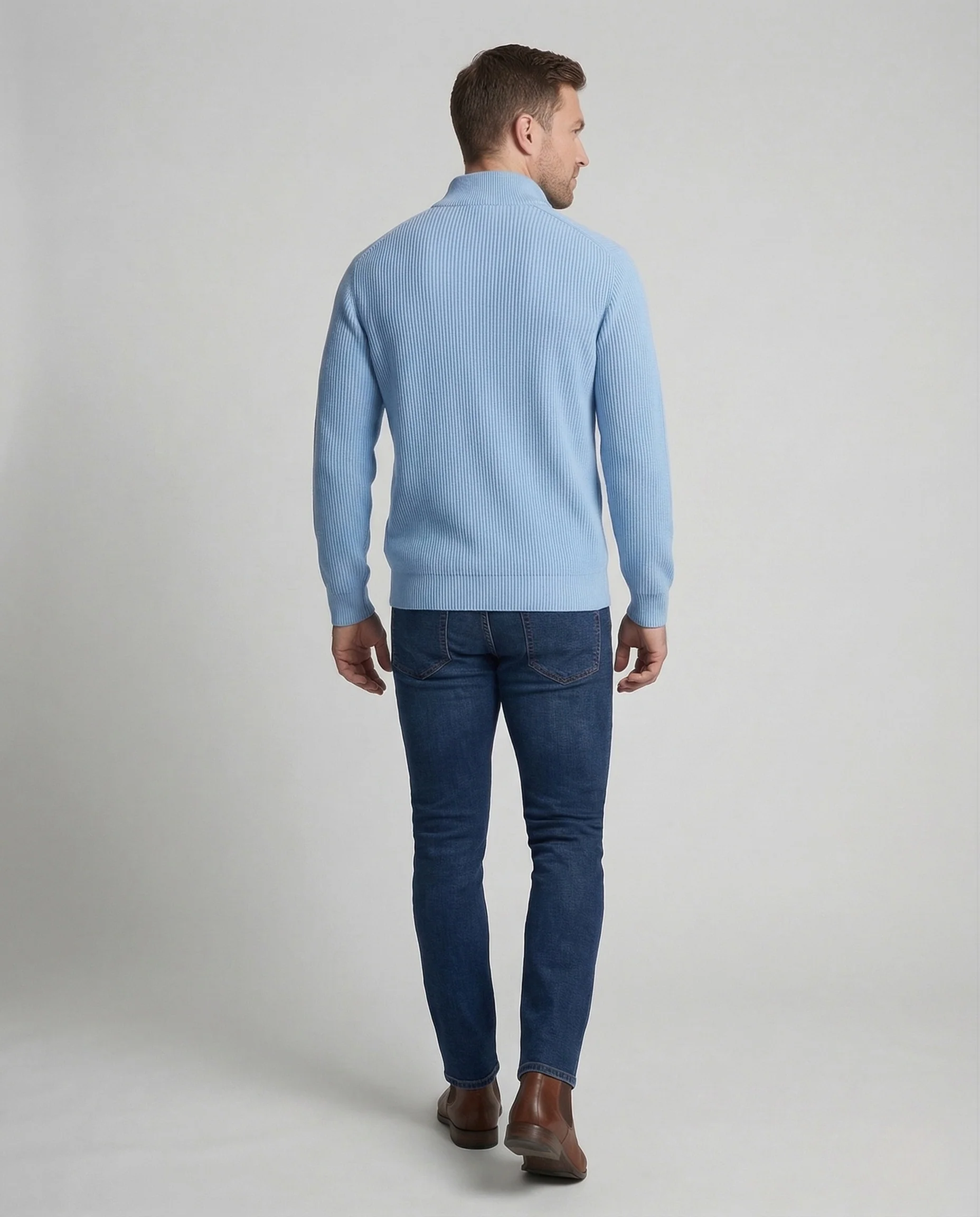 Herren Strickpullover gerippt mit Reißverschluss - Image 4
