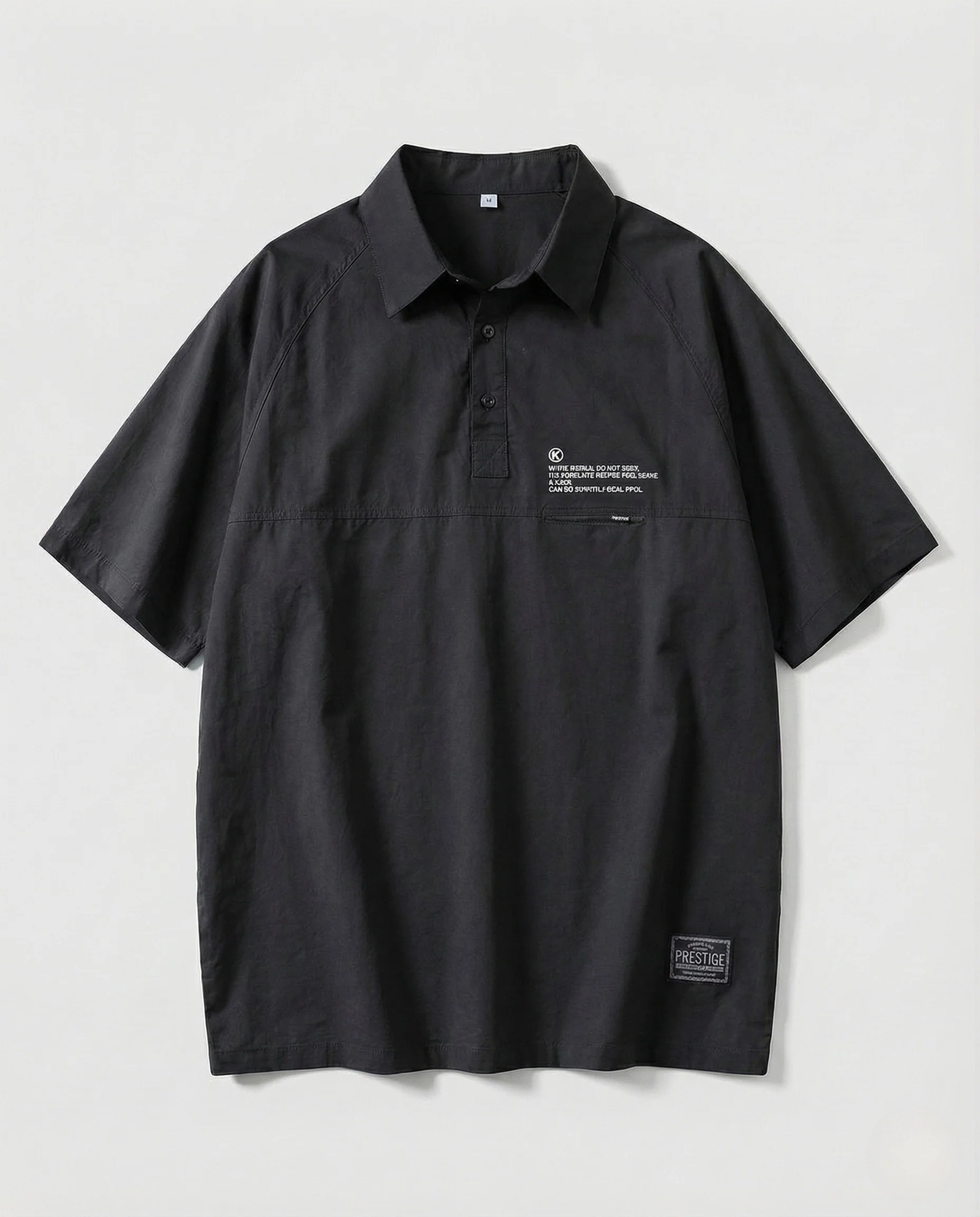 Herren Poloshirt Oversize Reißverschluss Tasche - Image 6