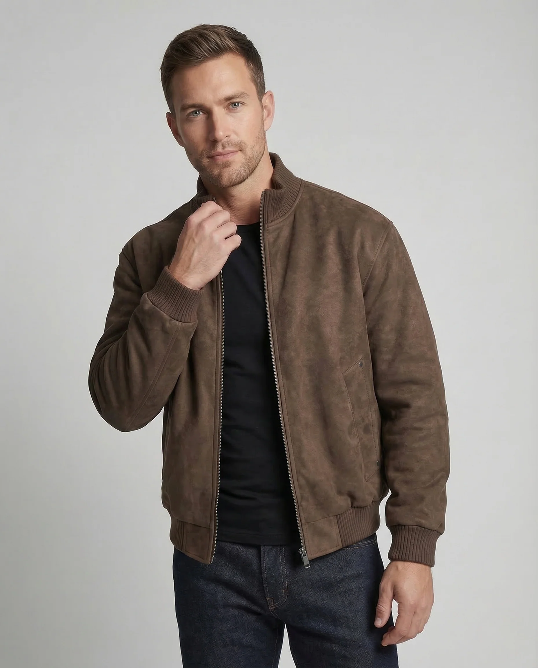 Herren Bomberjacke Veloursimitat Oversize - Image 2