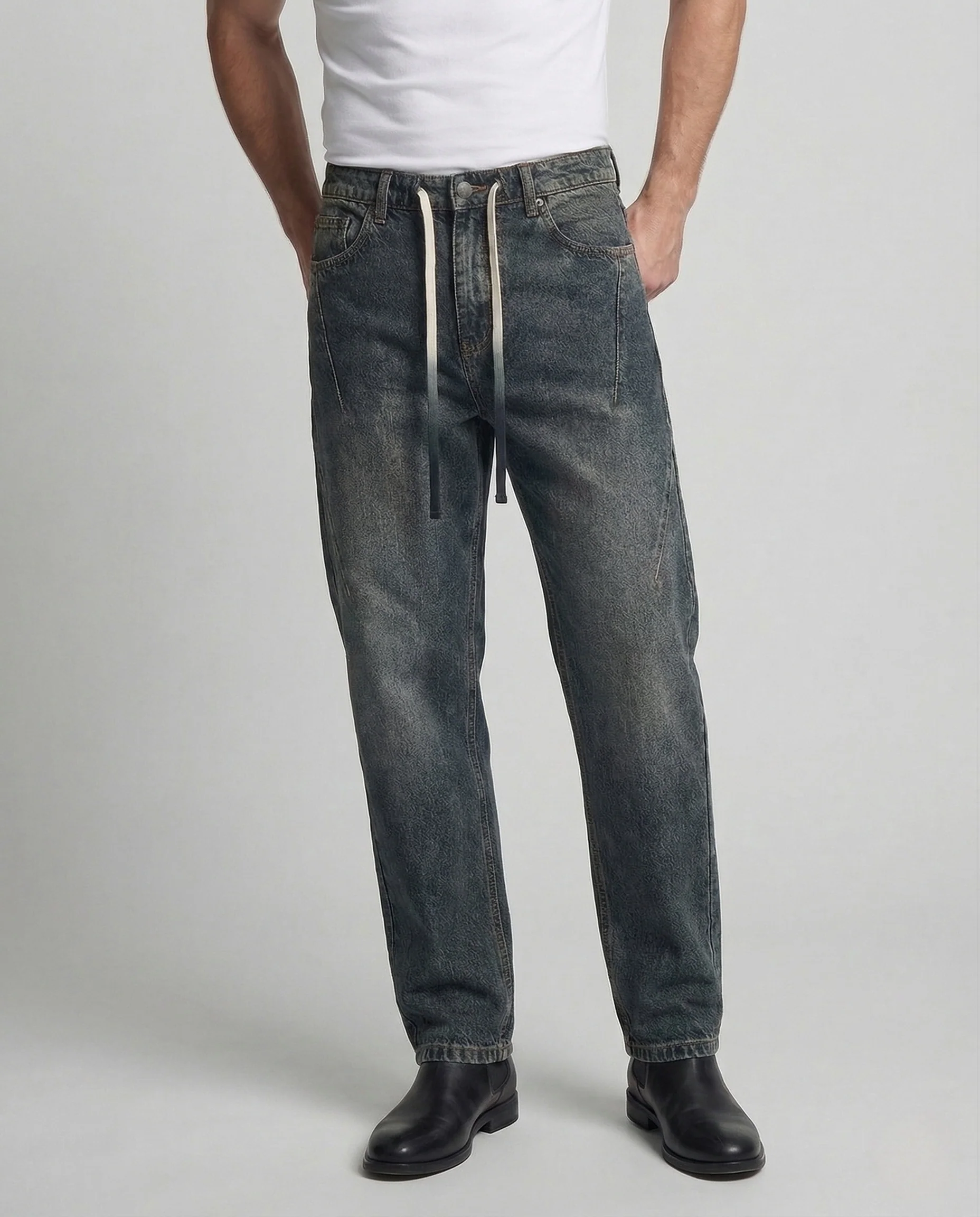 Herren Jeans Weit Kordelzug - Image 2