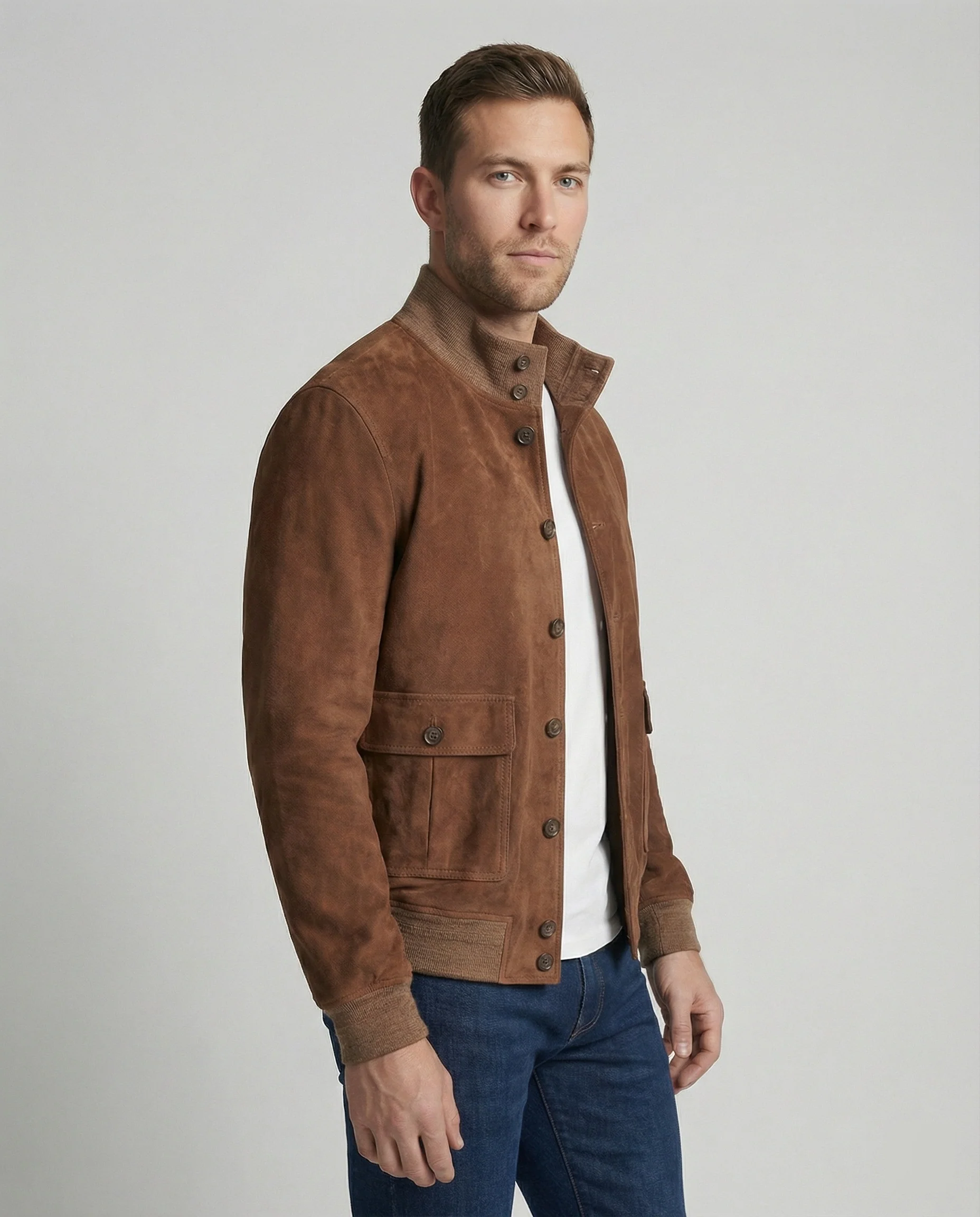 Freizeitkleidung Herren Wildlederjacke Bomber - Image 5
