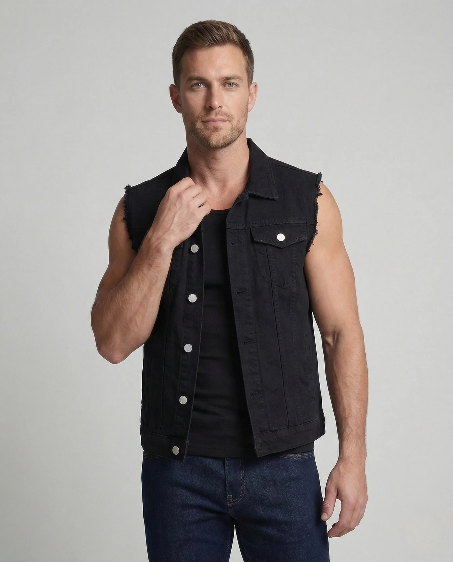 Herren Denimweste Workwear mit Knopfleiste - Image 2