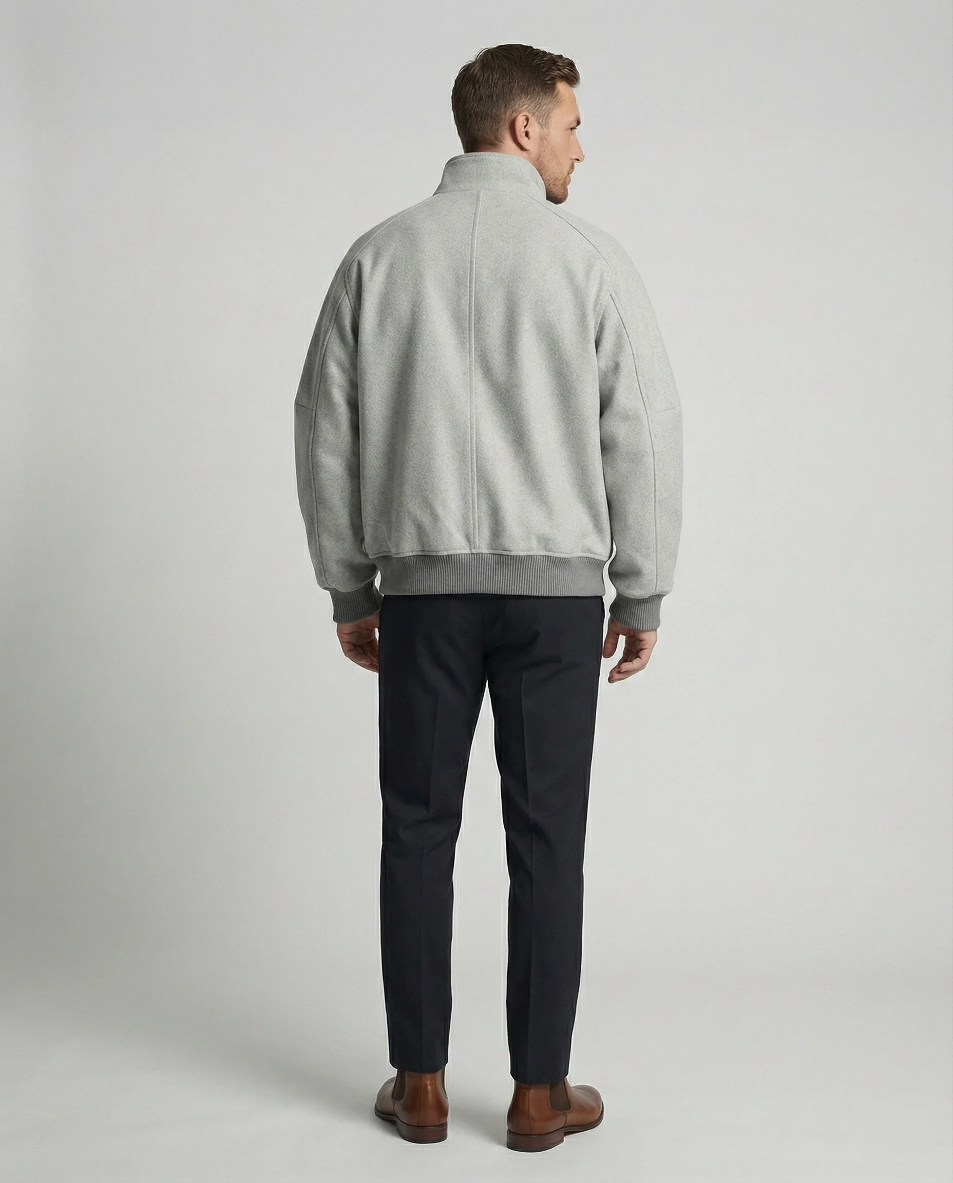 Herren Oversize-Wollmix-Blouson mit hohem Stehkragen verdecktem Zweiwege-Reißverschluss und gerippten Ärmelbündchen Heidi-Mode - Image 4