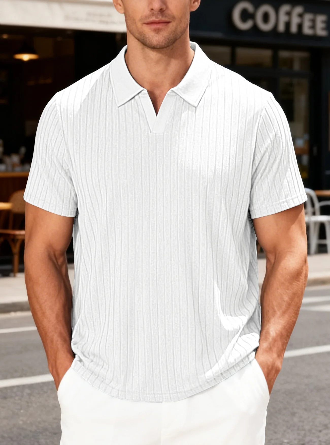 Herren Poloshirt mit strukturiertem Muster - Image 8