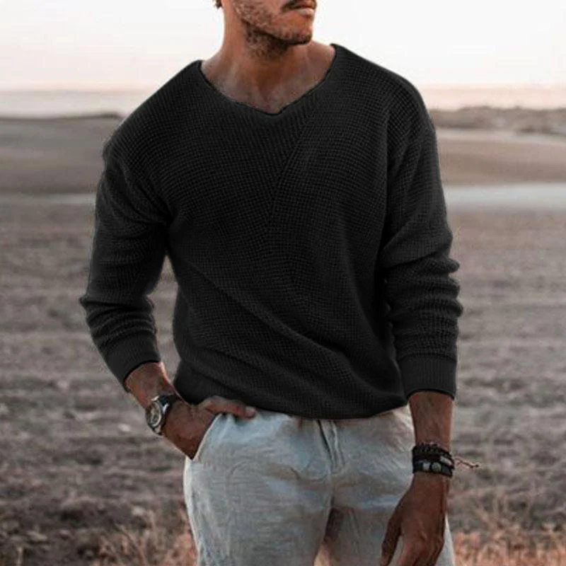 Herren Pullover mit V-Ausschnitt und strukturiertem Design Heidi-Mode - Image 2
