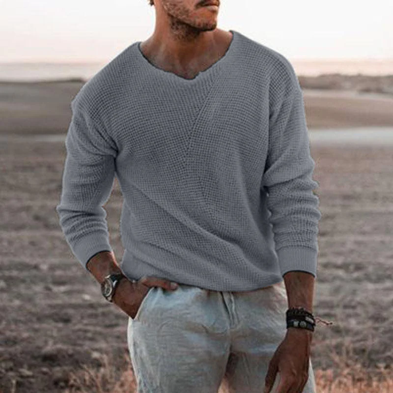 Herren Pullover mit V-Ausschnitt und strukturiertem Design Heidi-Mode - Image 4