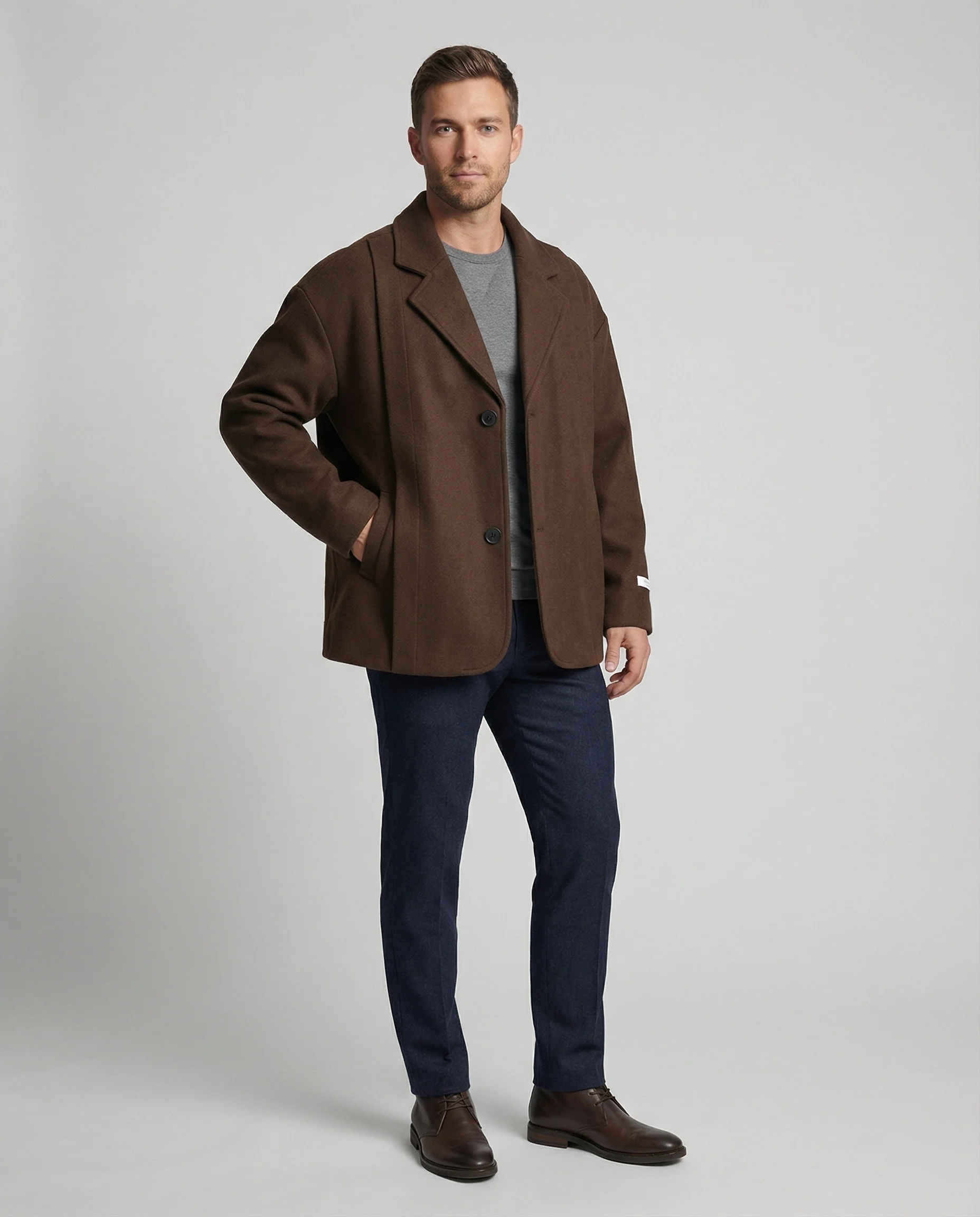 Herren Retro Sakko Lockerer American Style Workwear Jacke Herbst - Image 3