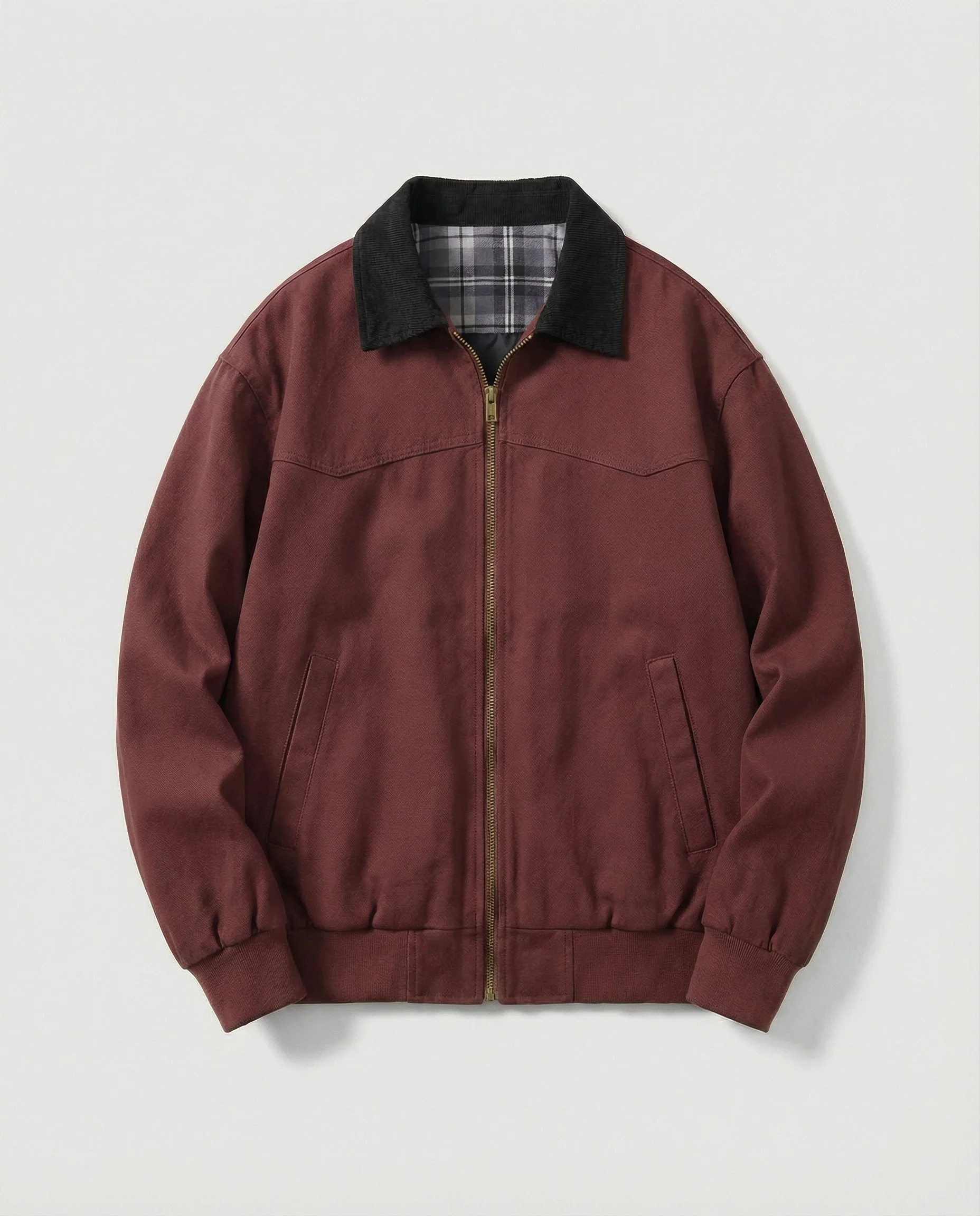 Herren robuster Canvas-Blouson mit Cordkragen und kariertem Steppfutter Heidi-Mode - Image 8