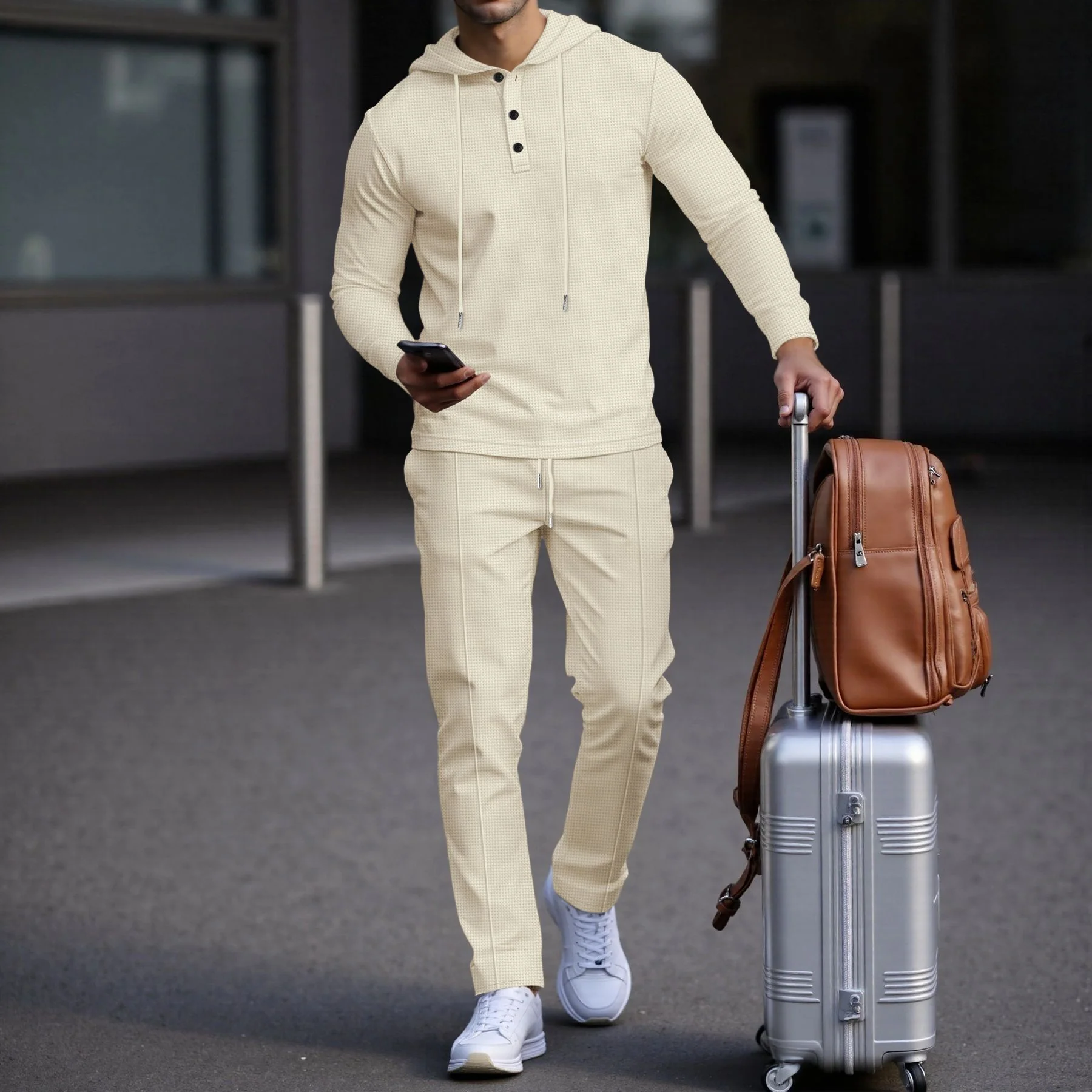 Herren sportives Hoodie und Jogginghose Set im strukturierten Design Heidi-Mode - Image 10