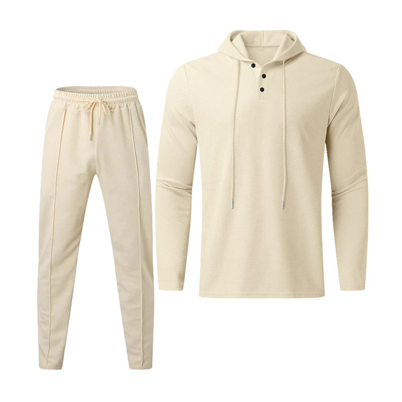 Herren sportives Hoodie und Jogginghose Set im strukturierten Design Heidi-Mode - Image 2