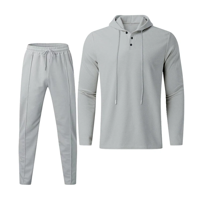 Herren sportives Hoodie und Jogginghose Set im strukturierten Design Heidi-Mode - Image 4