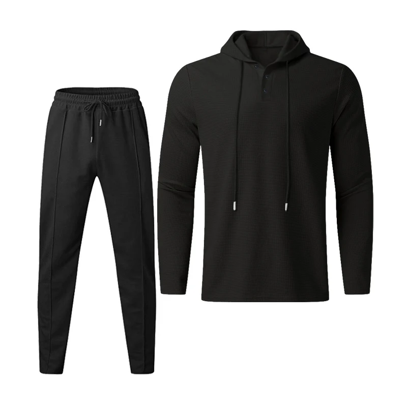 Herren sportives Hoodie und Jogginghose Set im strukturierten Design Heidi-Mode - Image 6