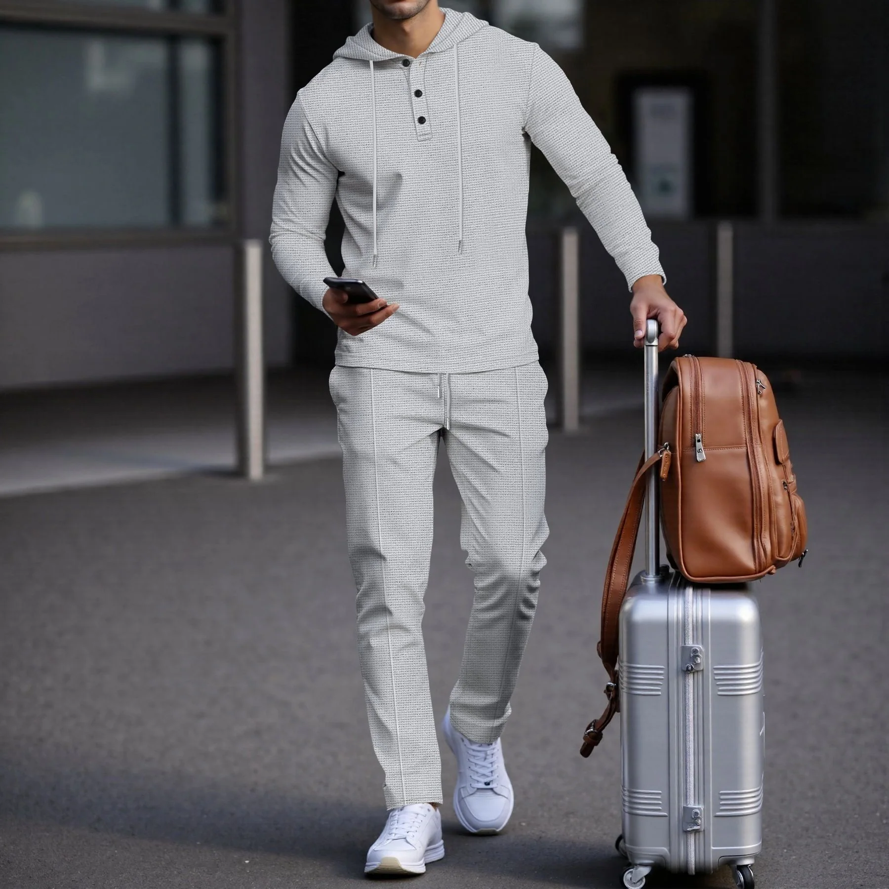 Herren sportives Hoodie und Jogginghose Set im strukturierten Design Heidi-Mode - Image 8