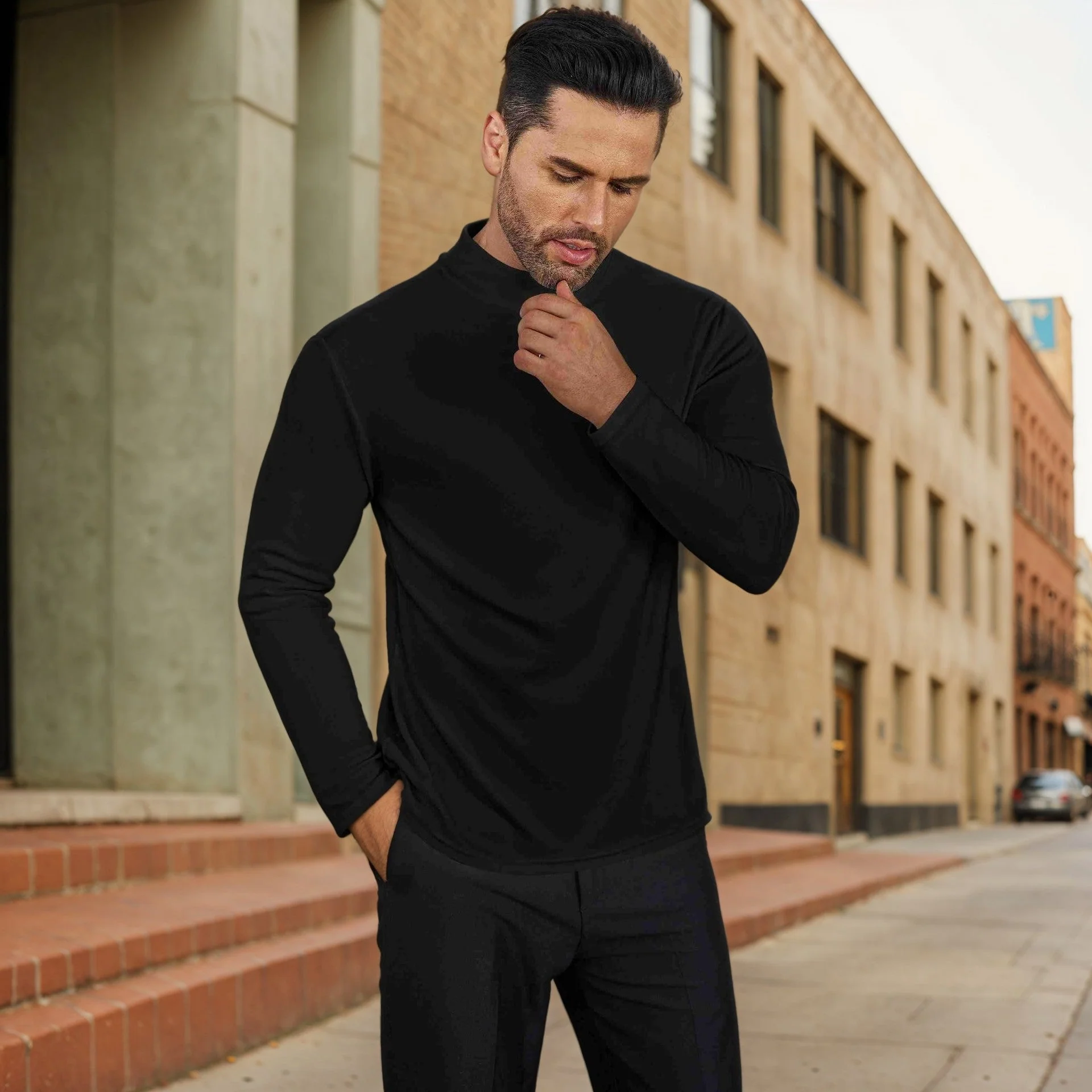 Herren Stehkragen Pullover Aus Weichem Baumwollmix Heidi-Mode - Image 2