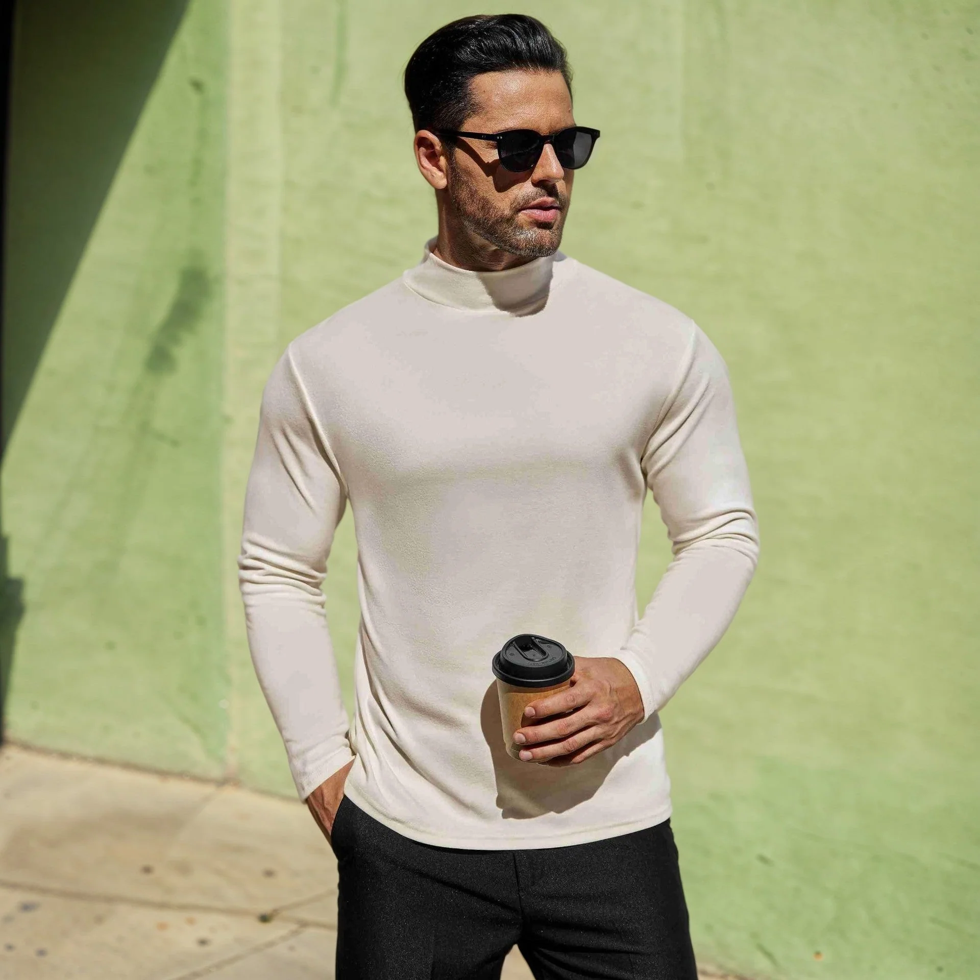 Herren Stehkragen Pullover Aus Weichem Baumwollmix Heidi-Mode - Image 3