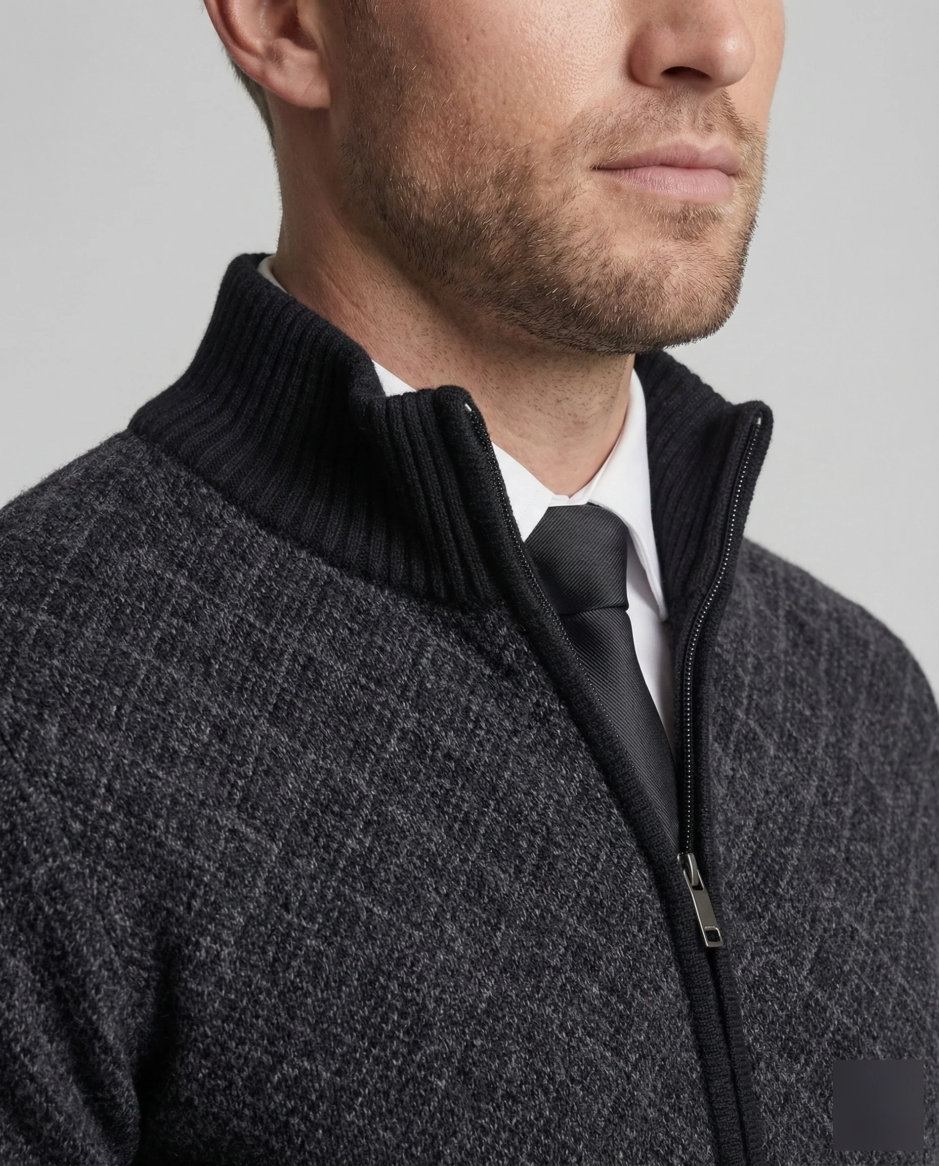 Herren Strickjacke mit Zipper & Rautenmuster, Sportlicher Schnitt | Heidi-Mode - Image 3