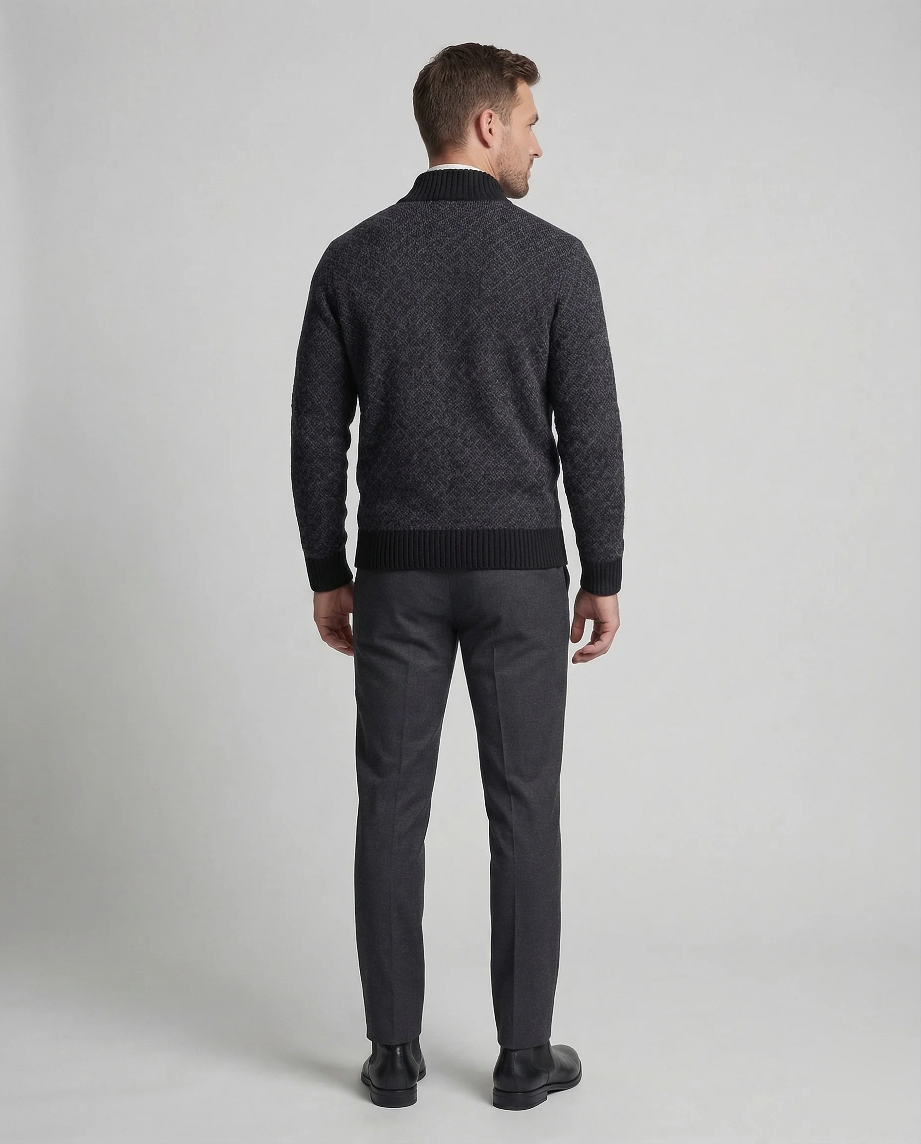 Herren Strickjacke mit Zipper & Rautenmuster, Sportlicher Schnitt | Heidi-Mode - Image 4
