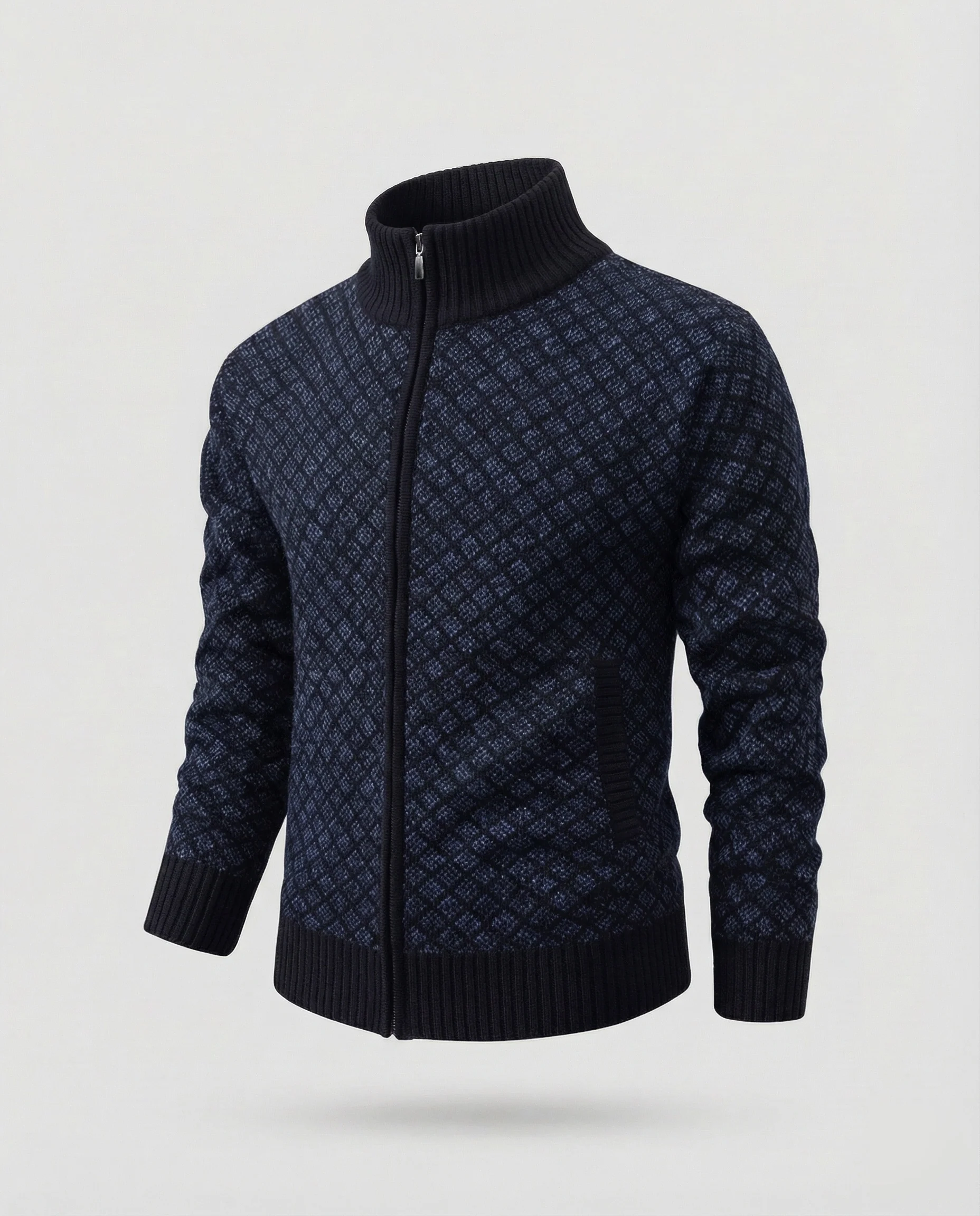 Herren Strickjacke mit Zipper & Rautenmuster, Sportlicher Schnitt | Heidi-Mode - Image 7