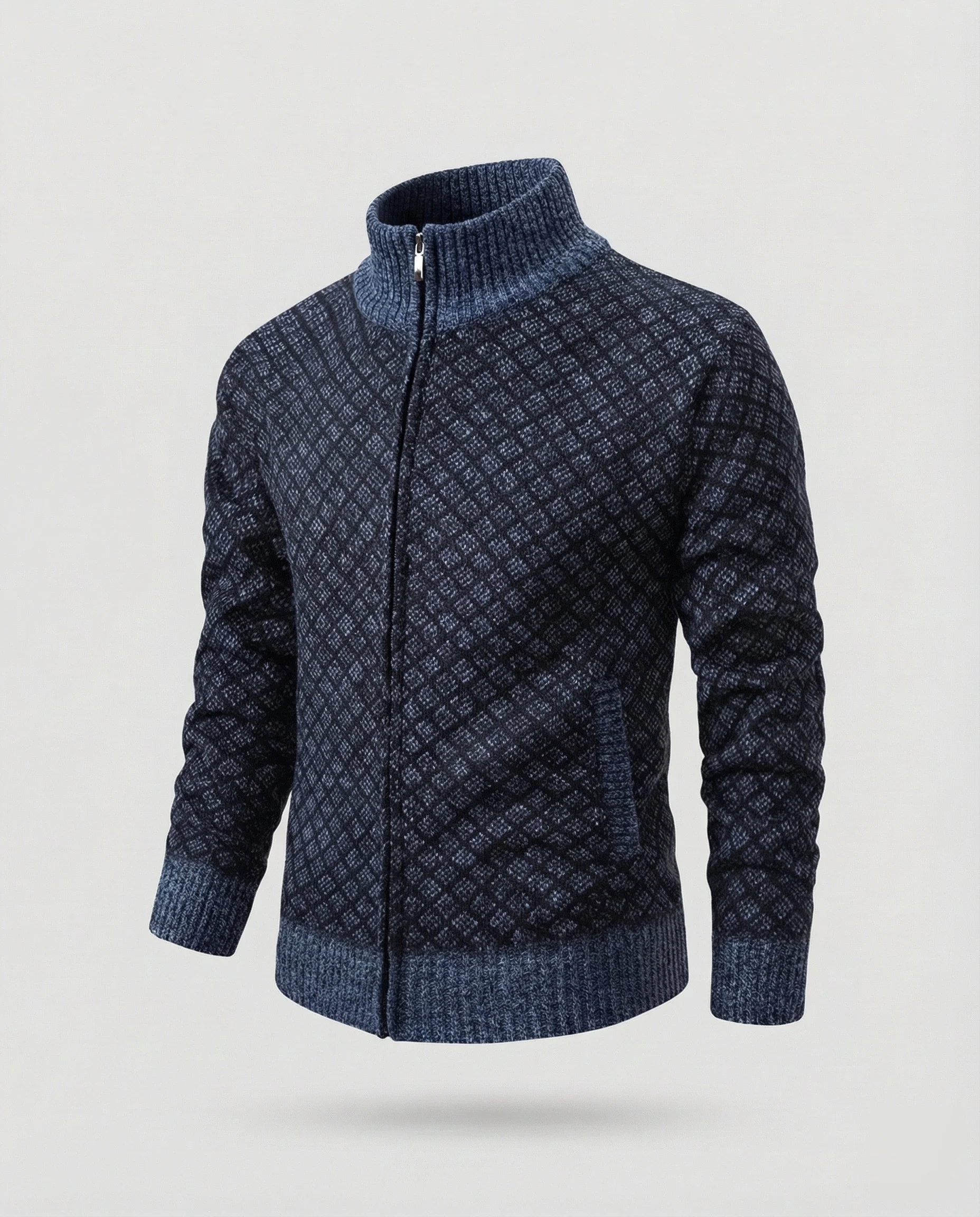 Herren Strickjacke mit Zipper & Rautenmuster, Sportlicher Schnitt | Heidi-Mode - Image 8
