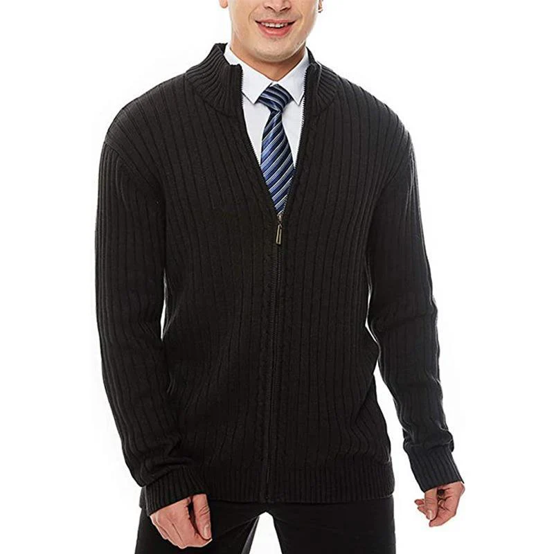 Herren Strickjacke mit hochgeschlossenem Kragen und Reißverschluss Heidi-Mode - Image 2