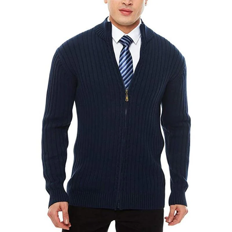 Herren Strickjacke mit hochgeschlossenem Kragen und Reißverschluss Heidi-Mode - Image 3