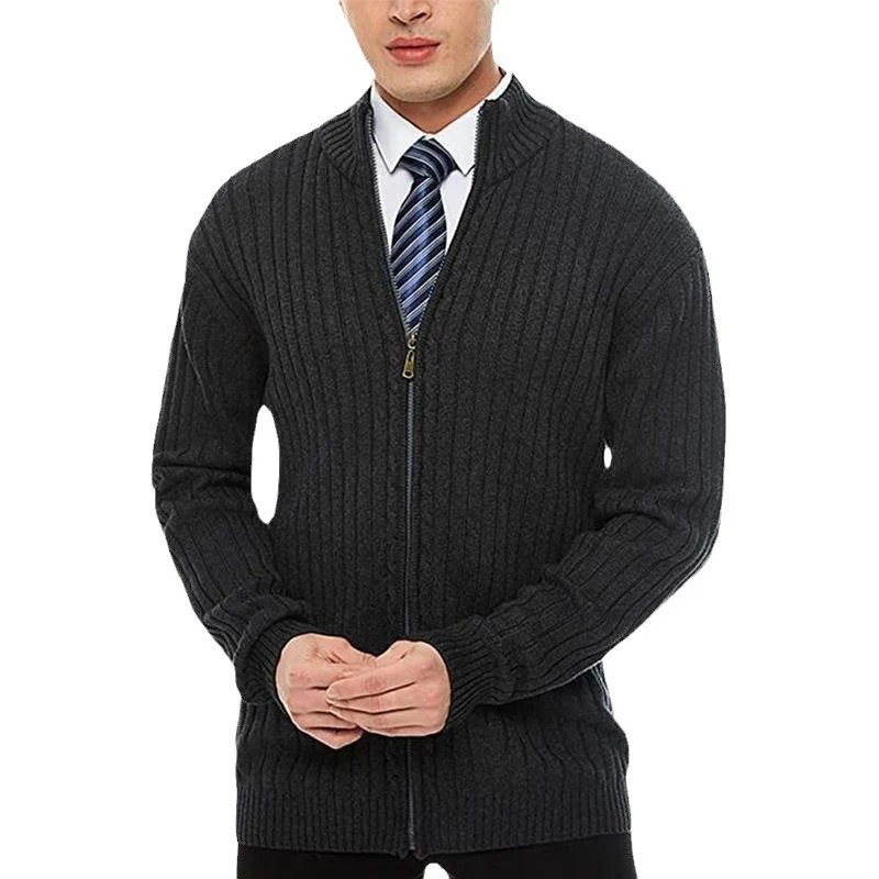 Herren Strickjacke mit hochgeschlossenem Kragen und Reißverschluss Heidi-Mode - Image 4